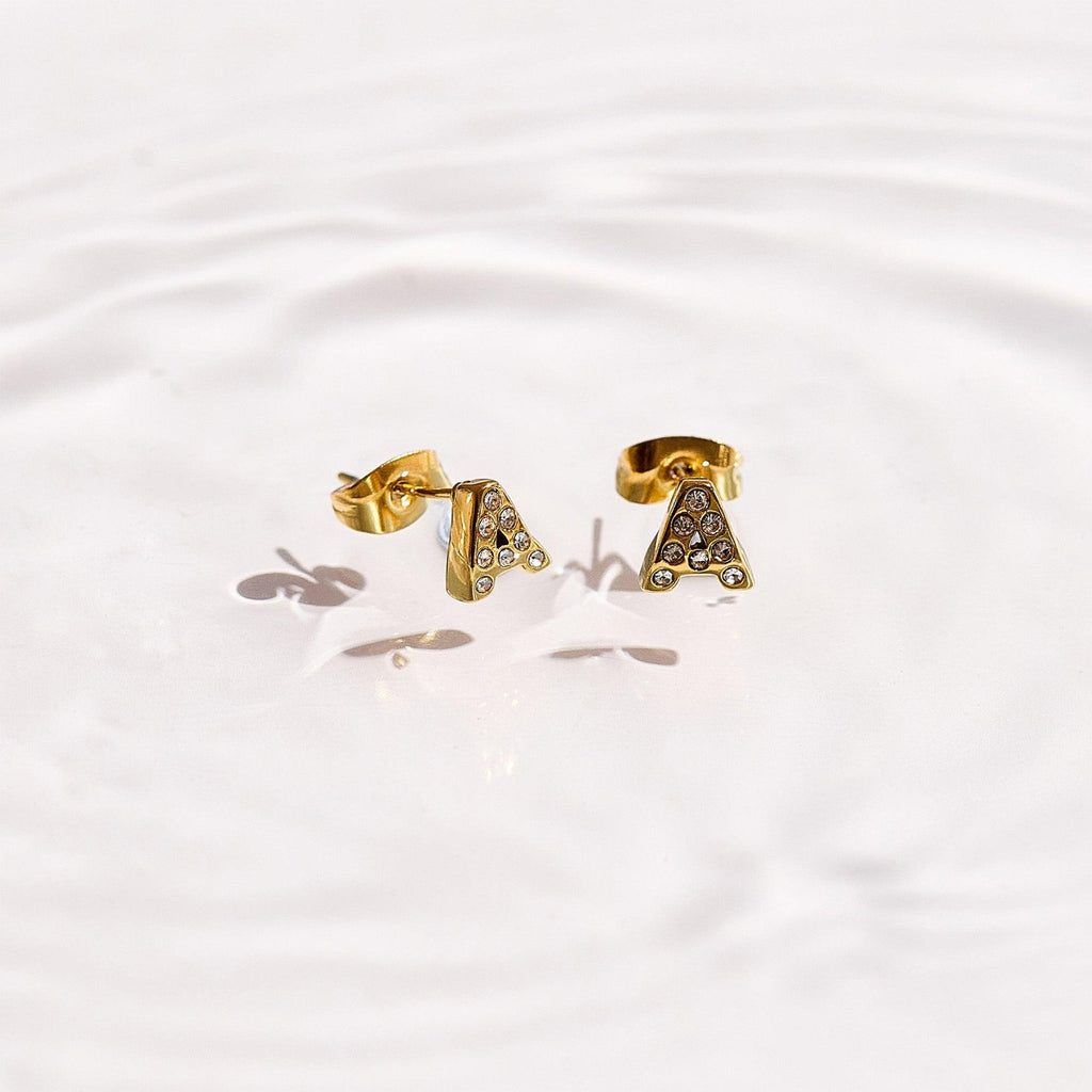 Evry Jewels Crystal Initial Stud Earrings