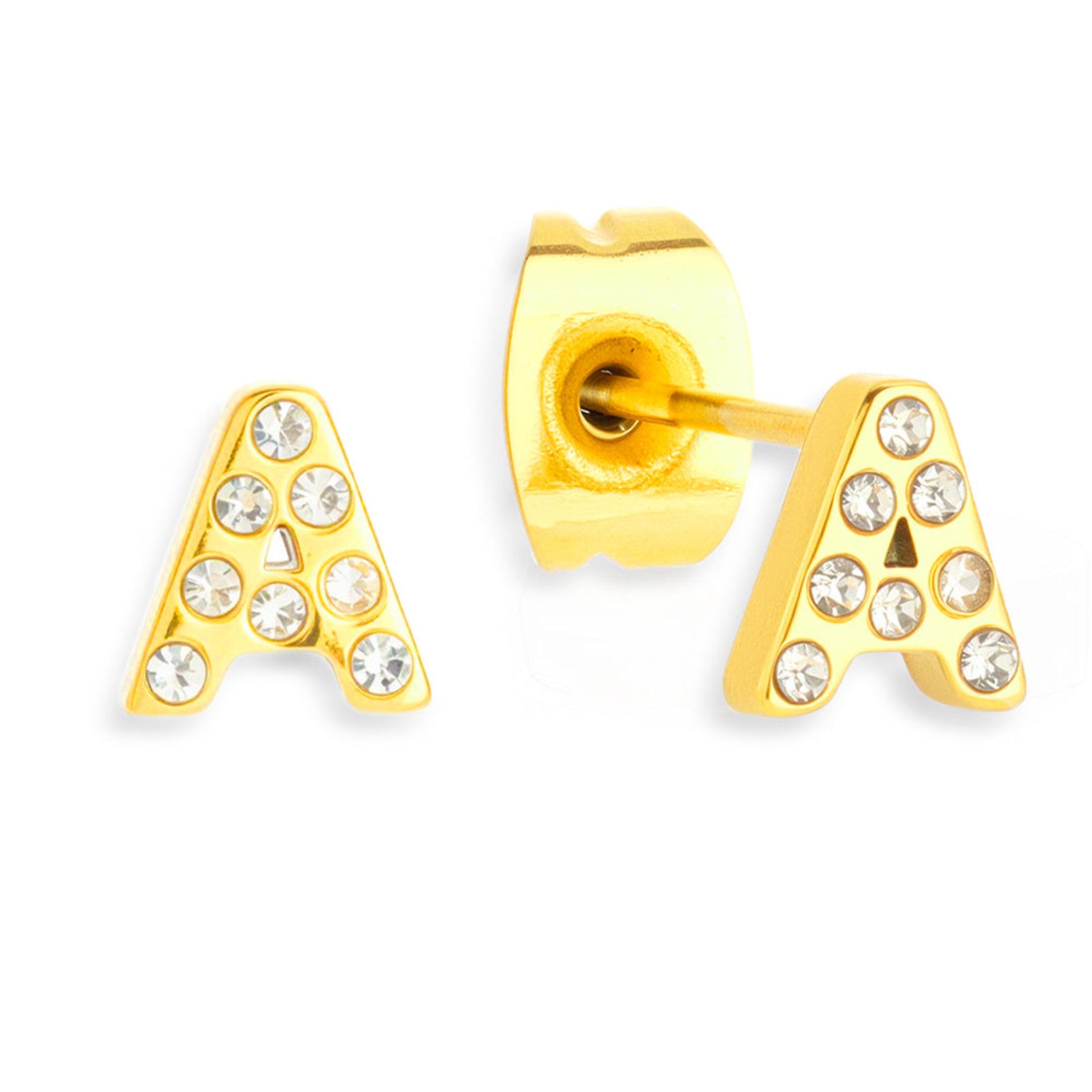 Evry Jewels Crystal Initial Stud Earrings