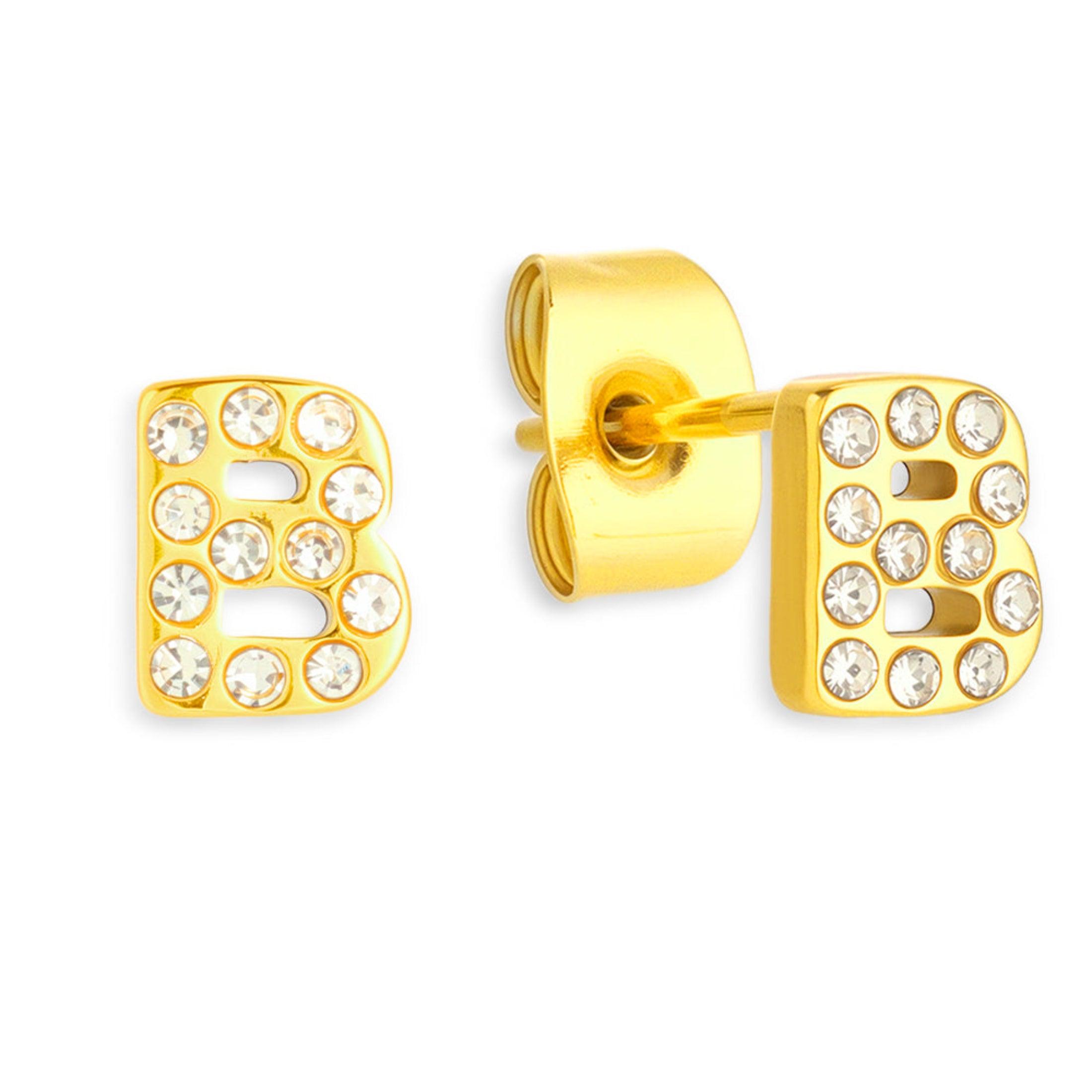 Evry Jewels Crystal Initial Stud Earrings