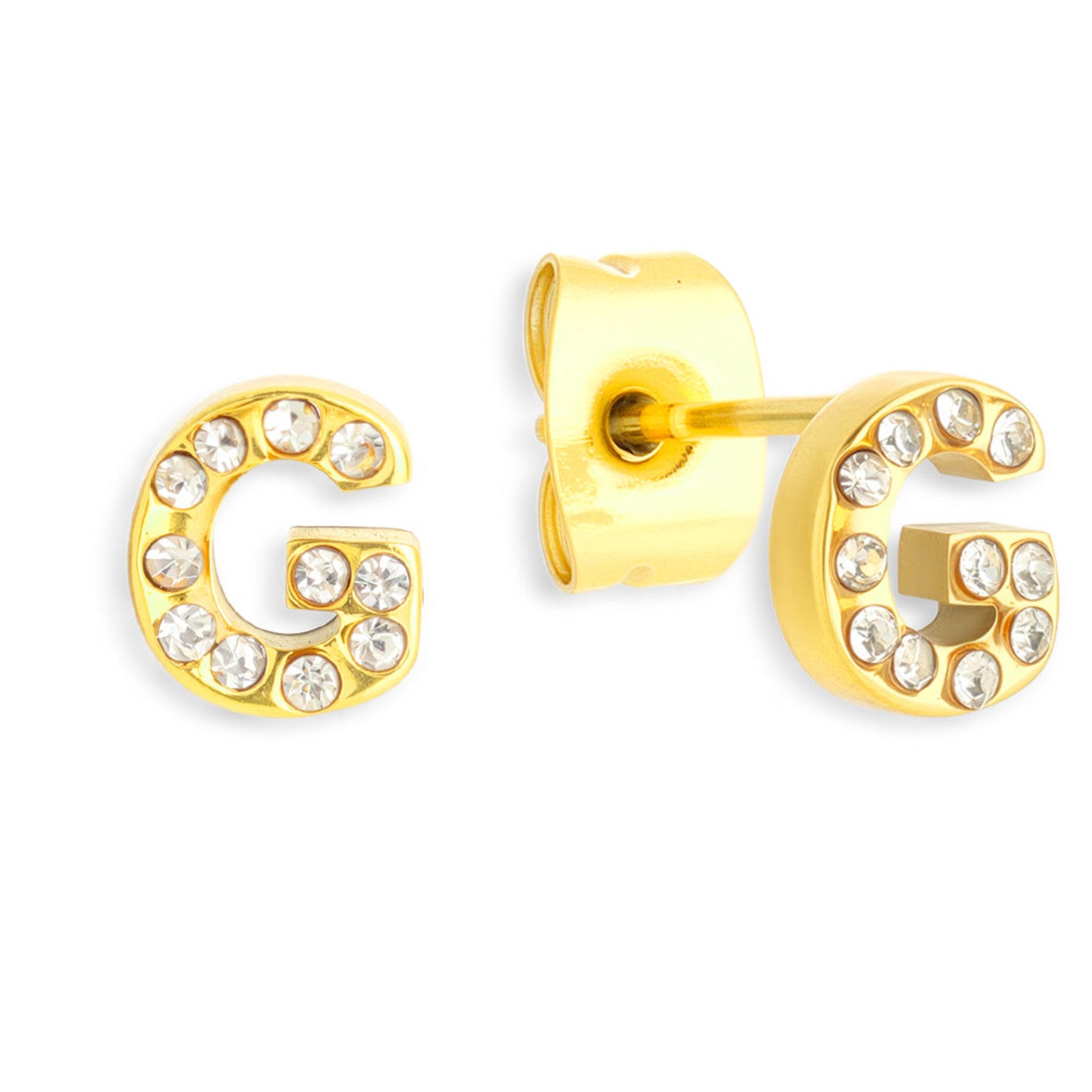 Evry Jewels Crystal Initial Stud Earrings