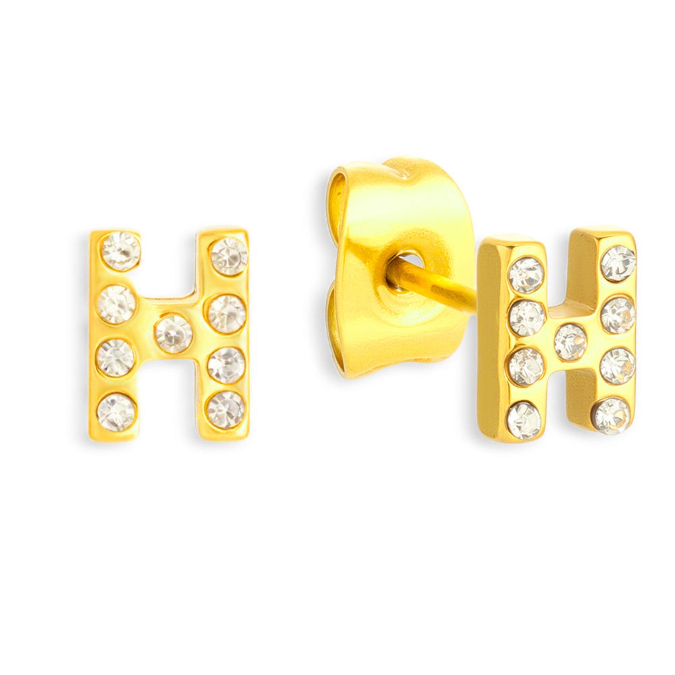 Evry Jewels Crystal Initial Stud Earrings