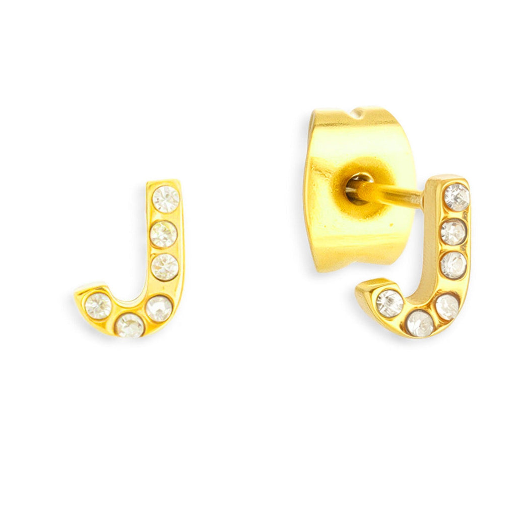 Evry Jewels Crystal Initial Stud Earrings