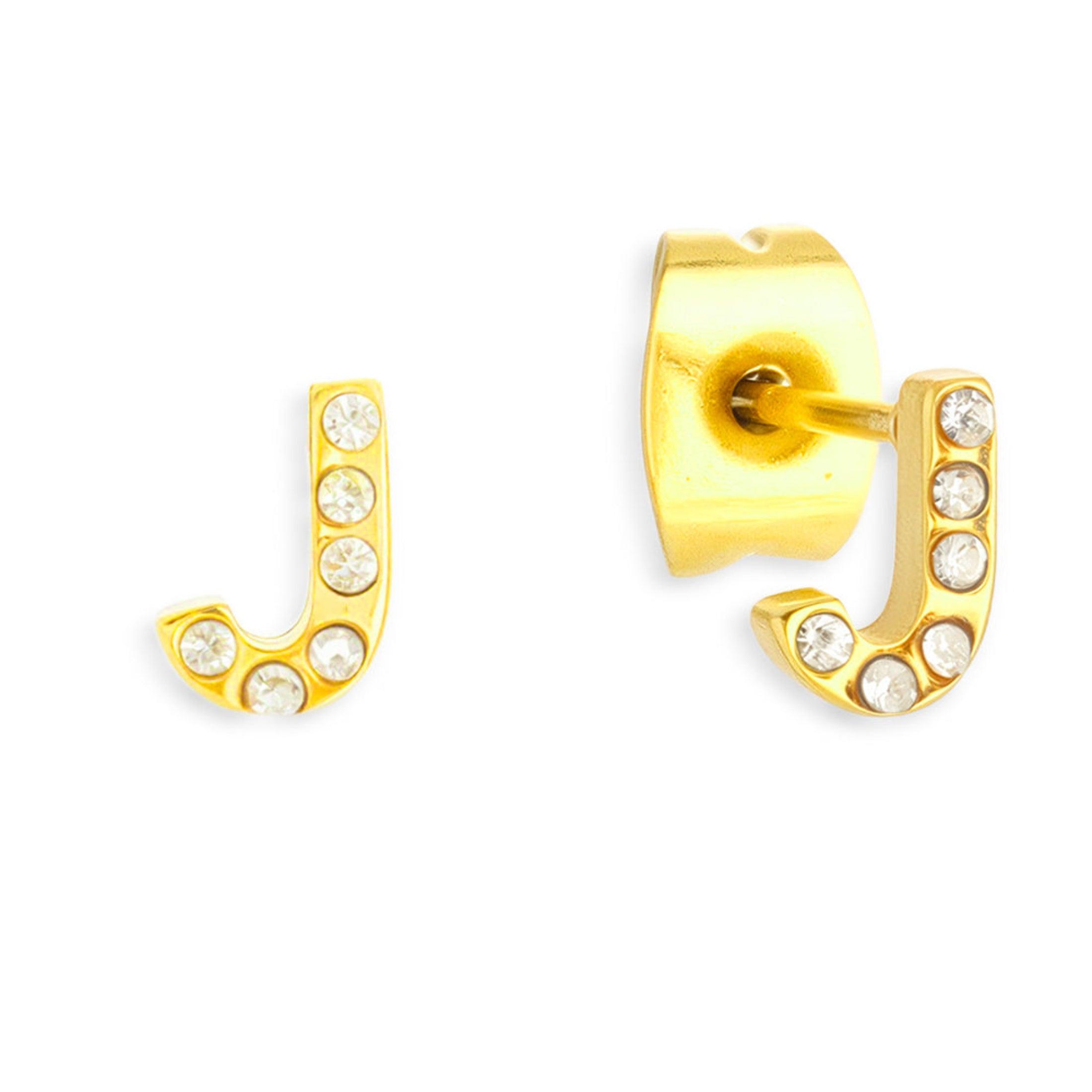 Evry Jewels Crystal Initial Stud Earrings