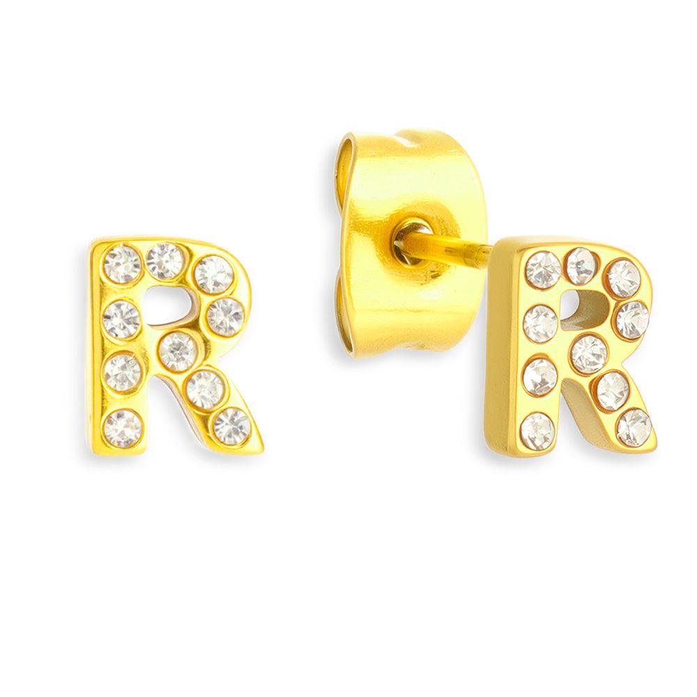 Evry Jewels Crystal Initial Stud Earrings