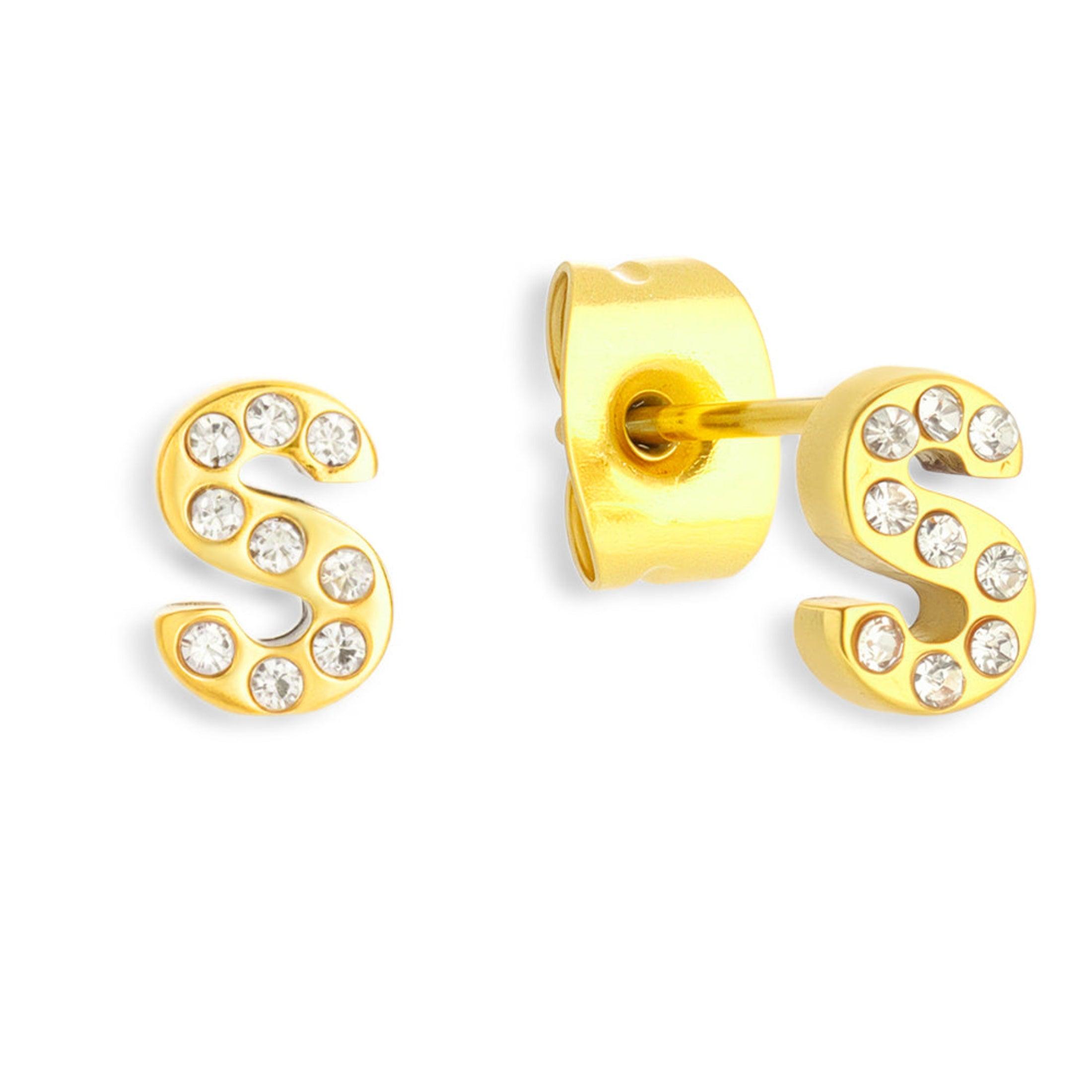 Evry Jewels Crystal Initial Stud Earrings