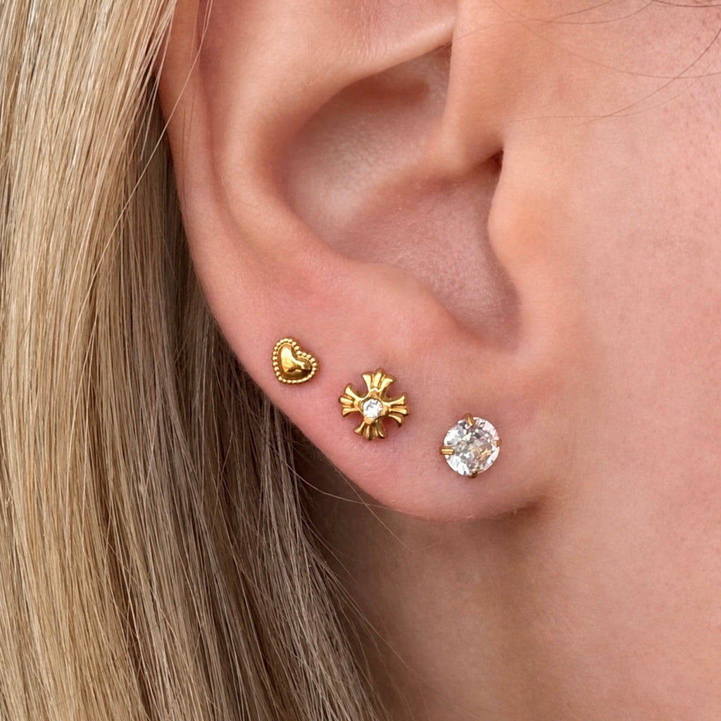 Evry Jewels Sweetheart Flat Back Earrings 3 Piece Set