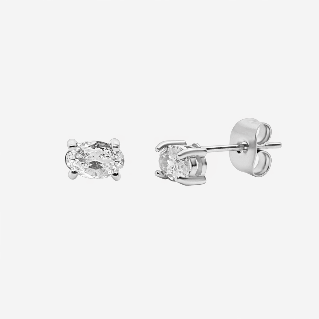 Evry Jewels Twinkling Star Oval Stud Earrings