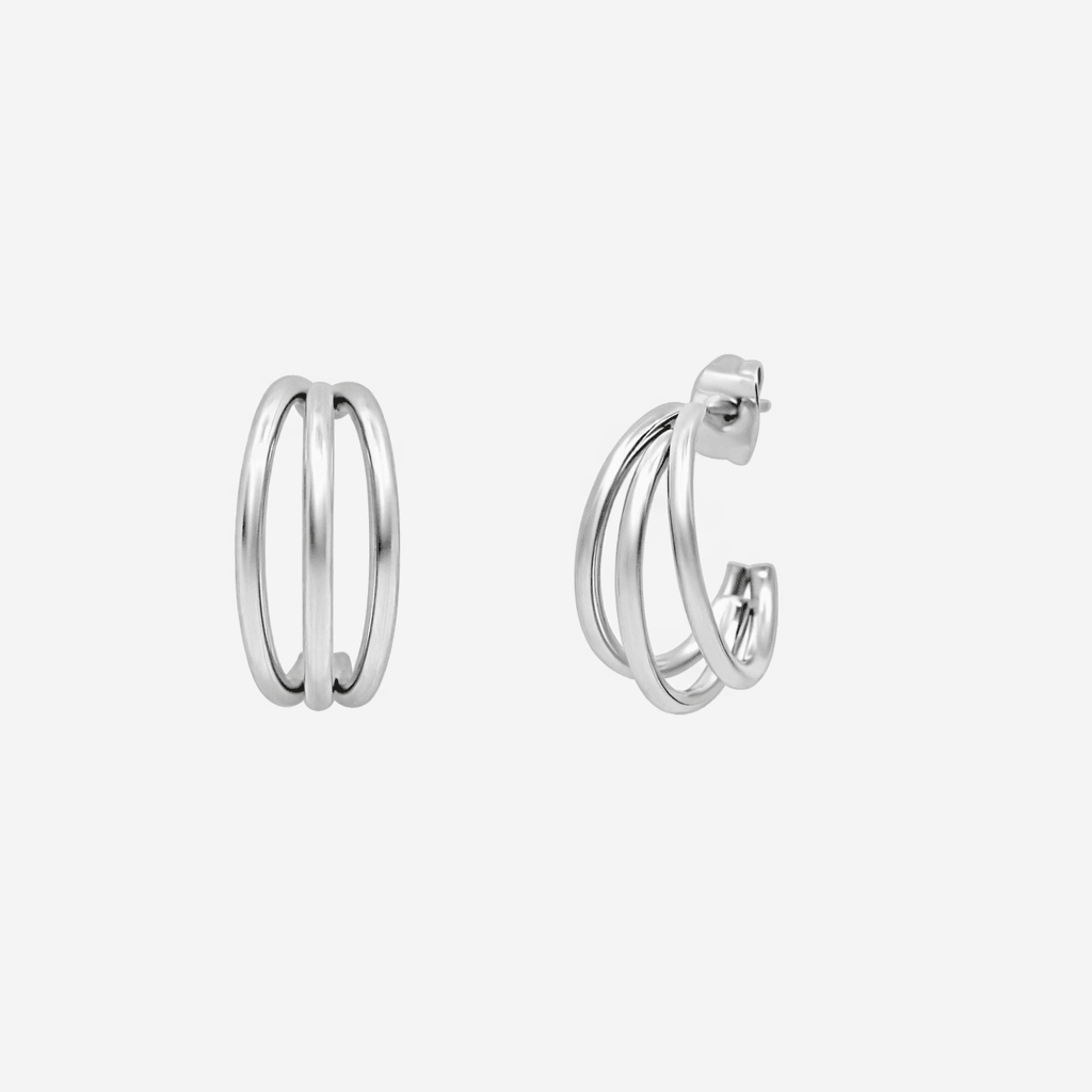 Evry Jewels Triple Charm Hoop Earrings