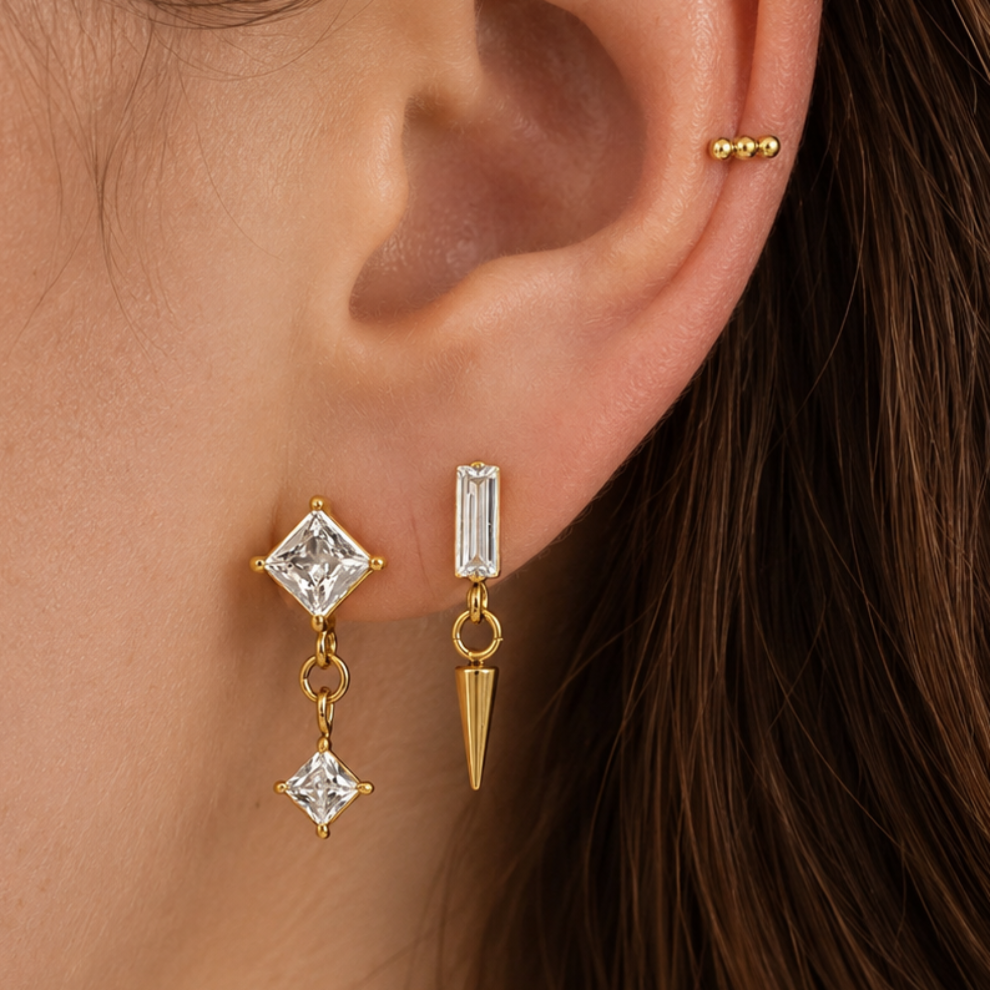 Evry Jewels Cool Girl Flat Back 3 Piece Earring Set