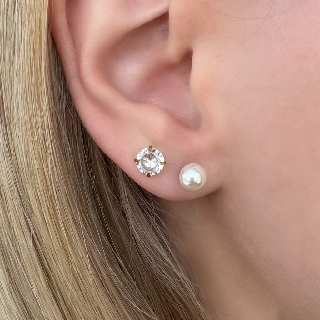 Evry Jewels Timeless Babe Flat Back 2 Piece Earring Set Gold