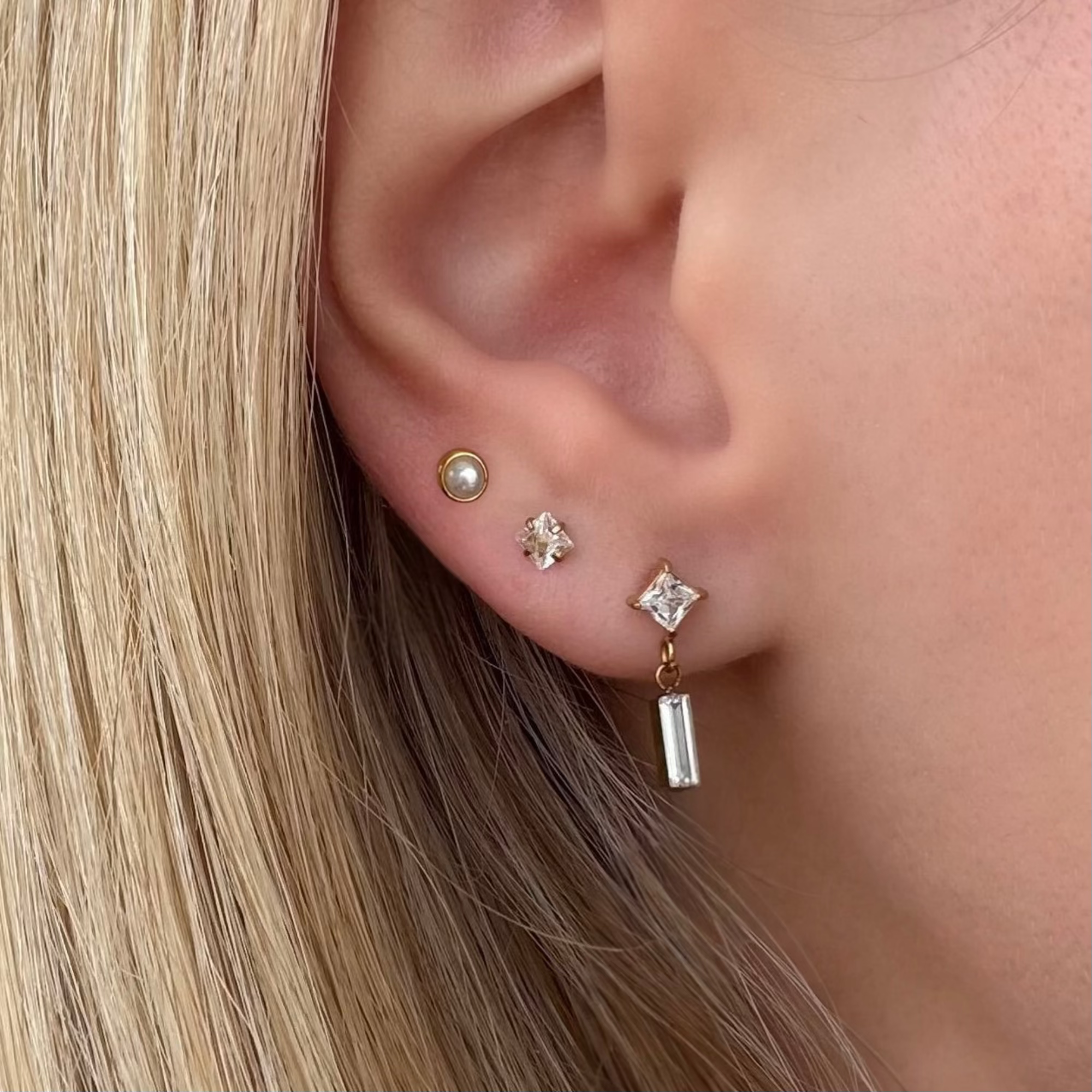 Evry Jewels Sweet Shine Flat Back 3 Piece Earring Set