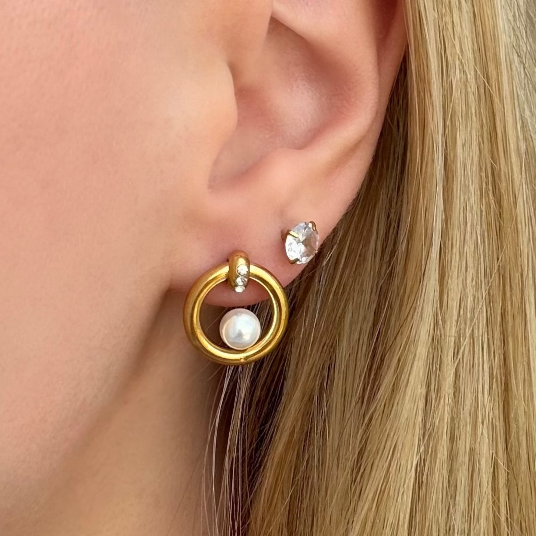Evry Jewels Halo Pearl Earrings