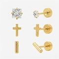 Evry Jewels Simply Yours Flat Back 3 Piece Earring Set