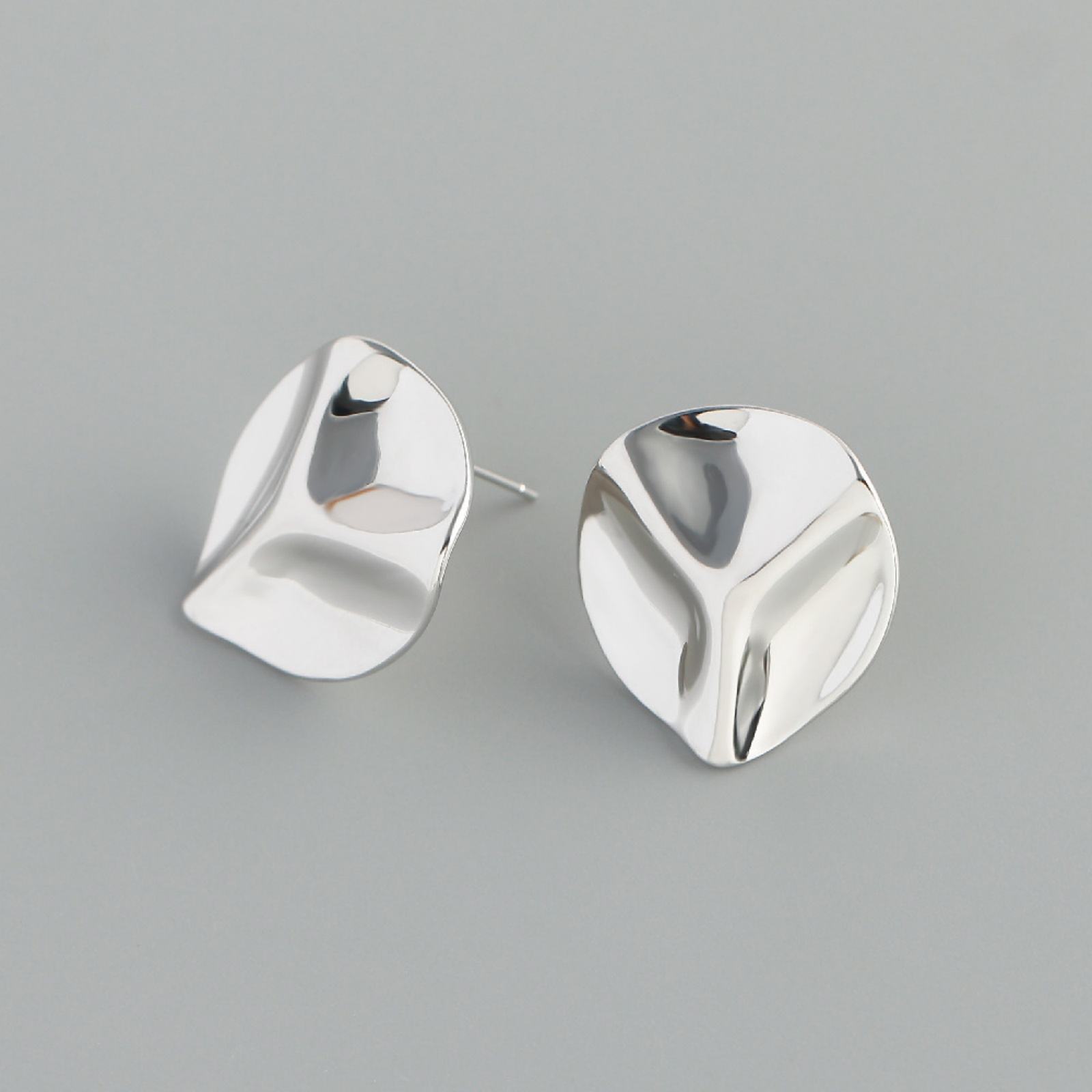 18K Gold Plated Irregular Geometric Punk Brass Stud Earrings