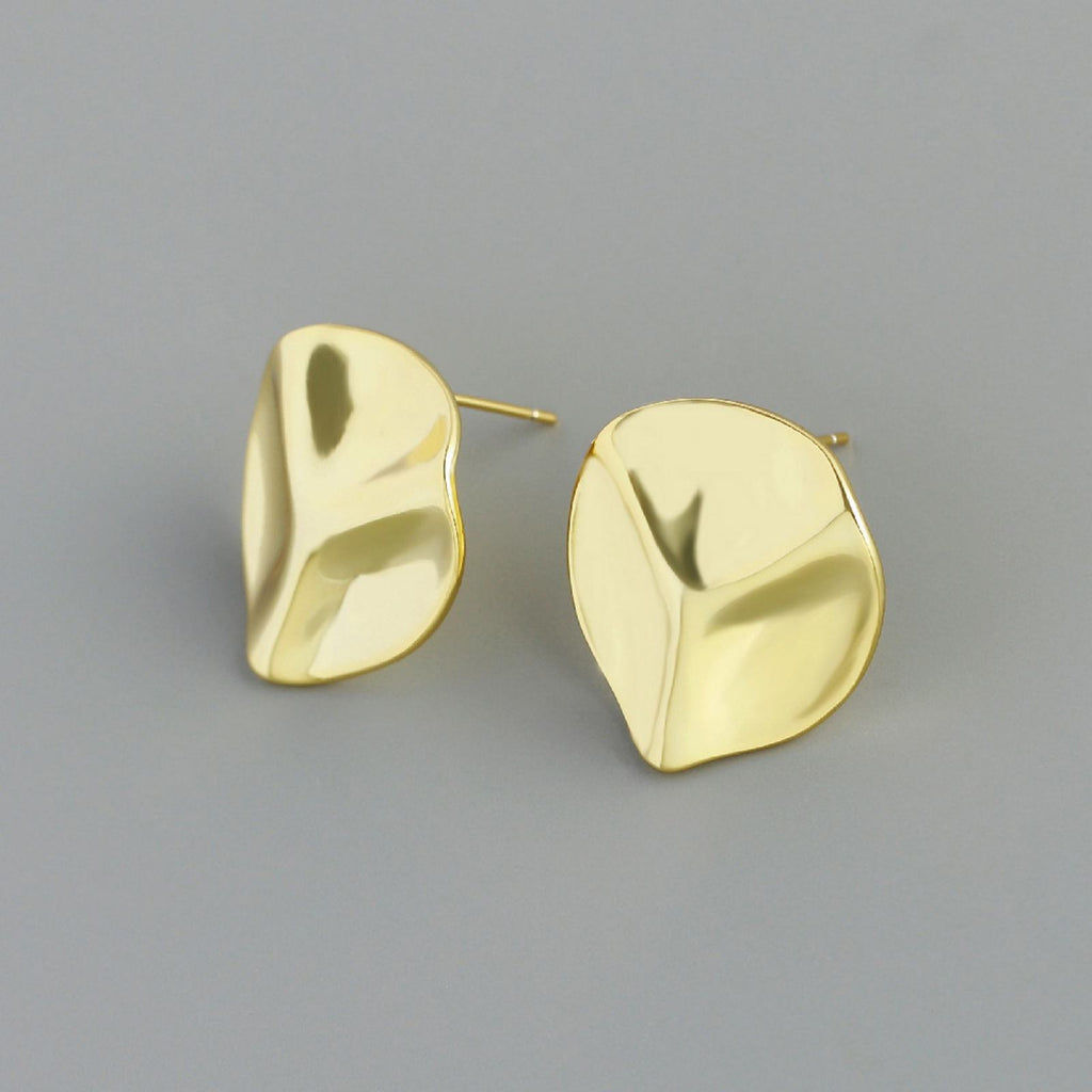 18K Gold Plated Irregular Geometric Punk Brass Stud Earrings
