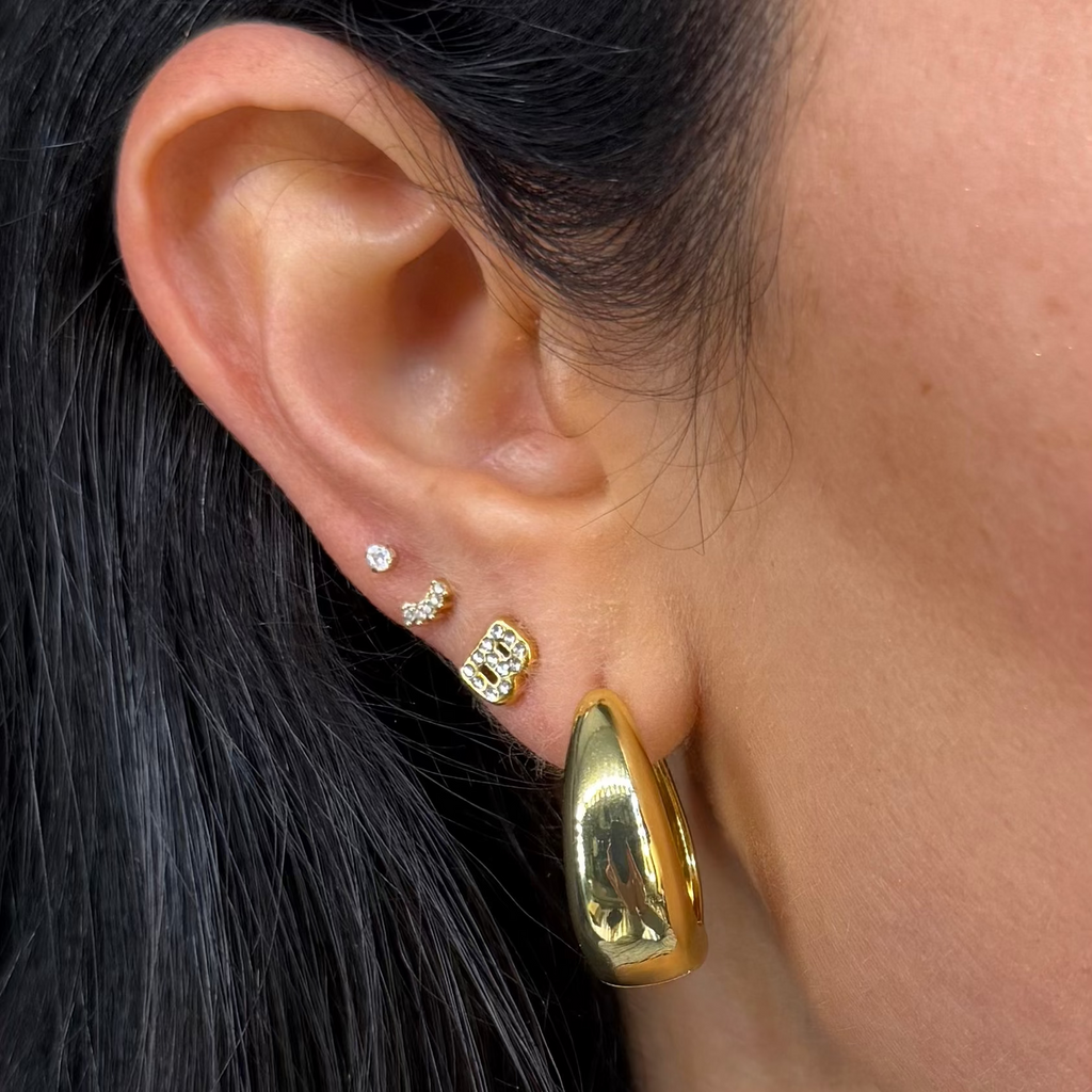 Evry Jewels Crystal Initial Stud Earrings