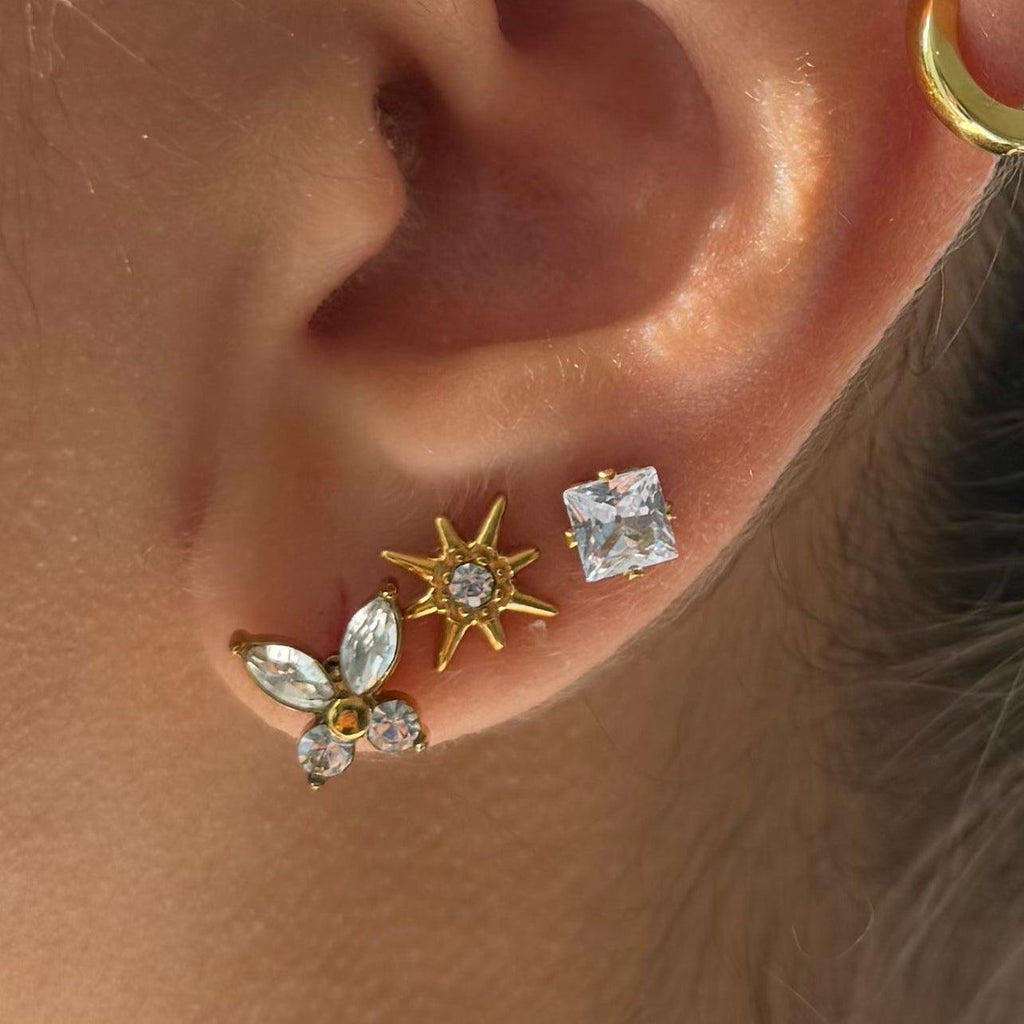 Evry Jewels Eternal Twinkle 3 Pack Flat Back Earrings Set