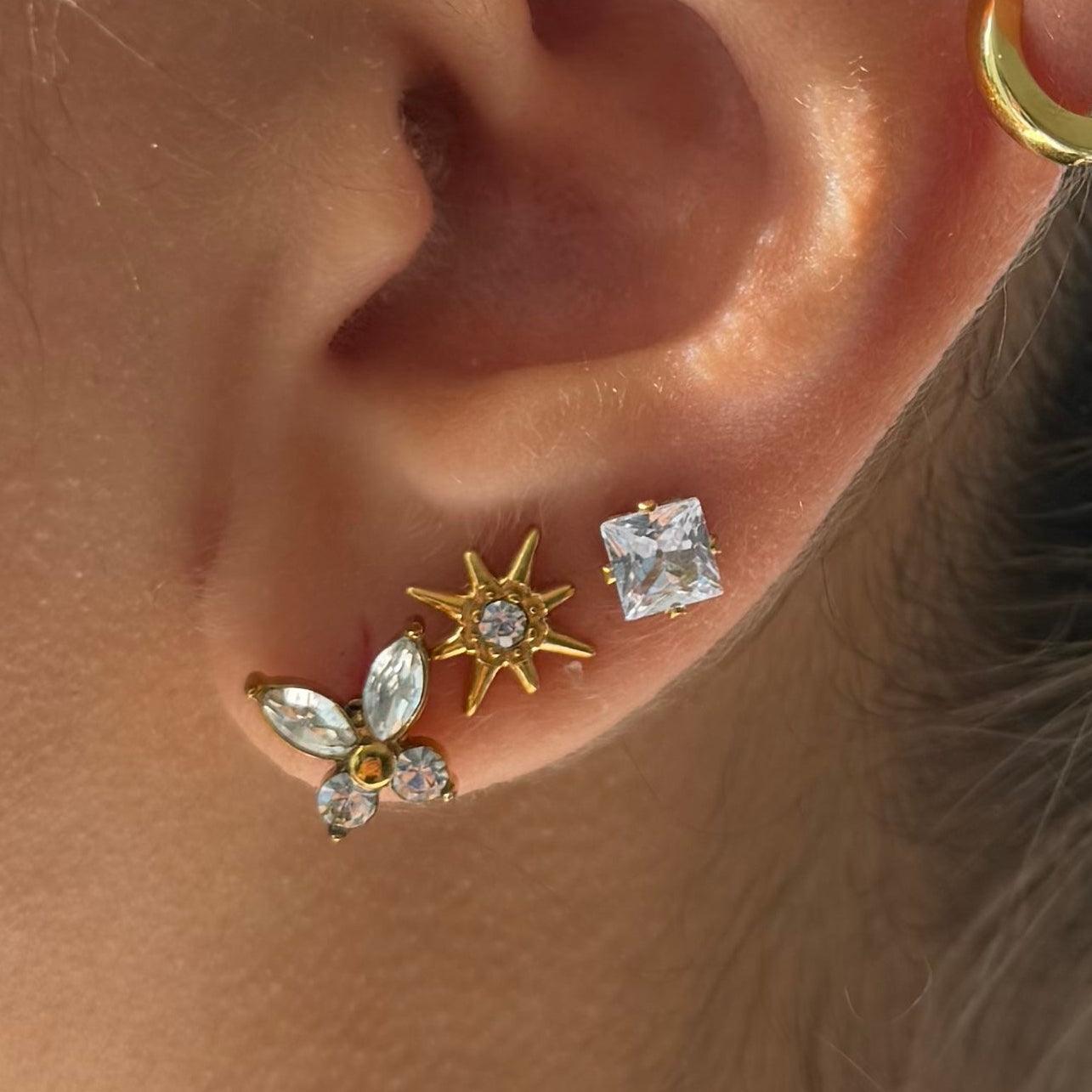 Evry Jewels Eternal Twinkle 3 Pack Flat Back Earrings Set