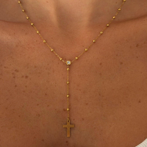 Evry Jewels Alessia Lariat Cross Necklace