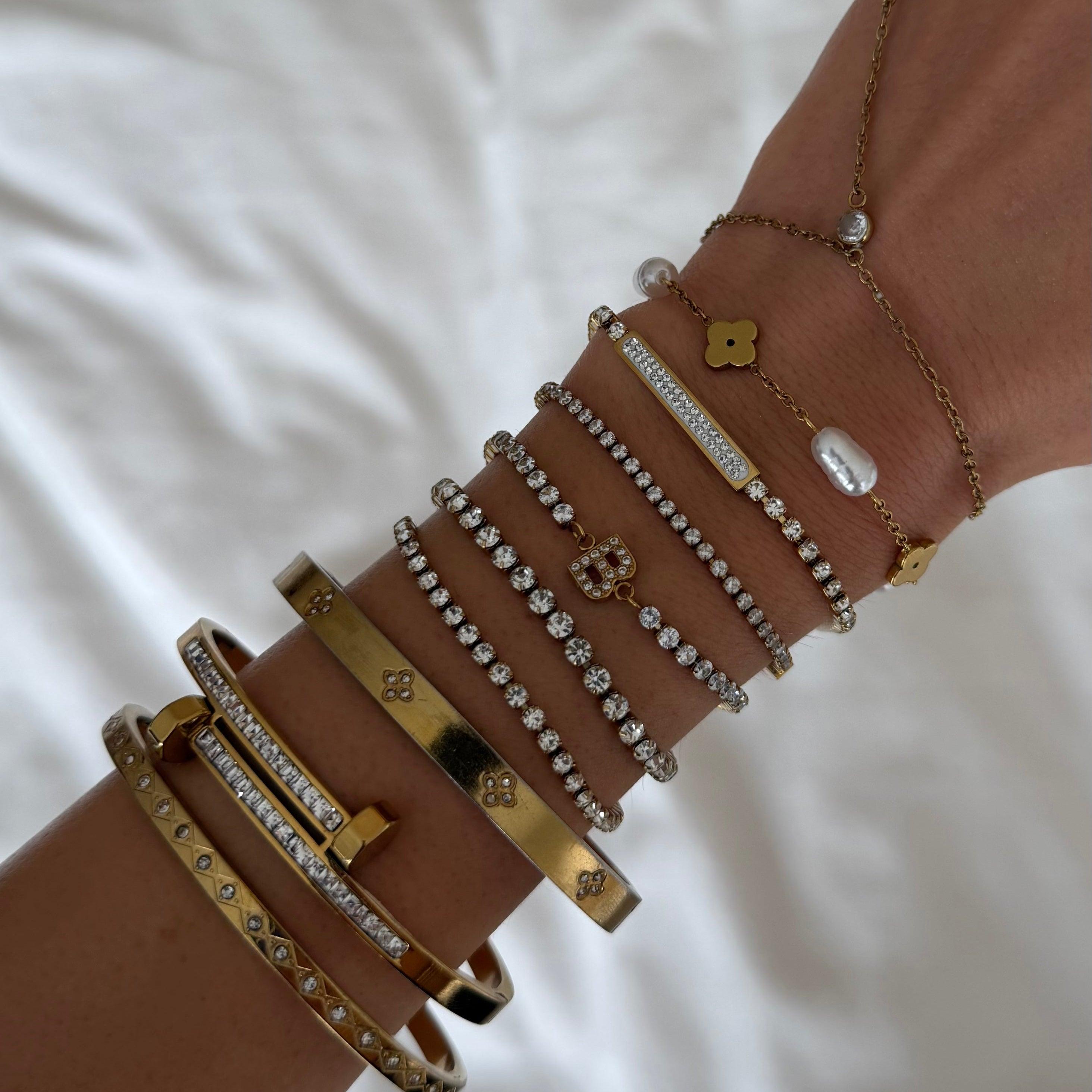 Evry Jewels Icy Initial Tennis Bracelet