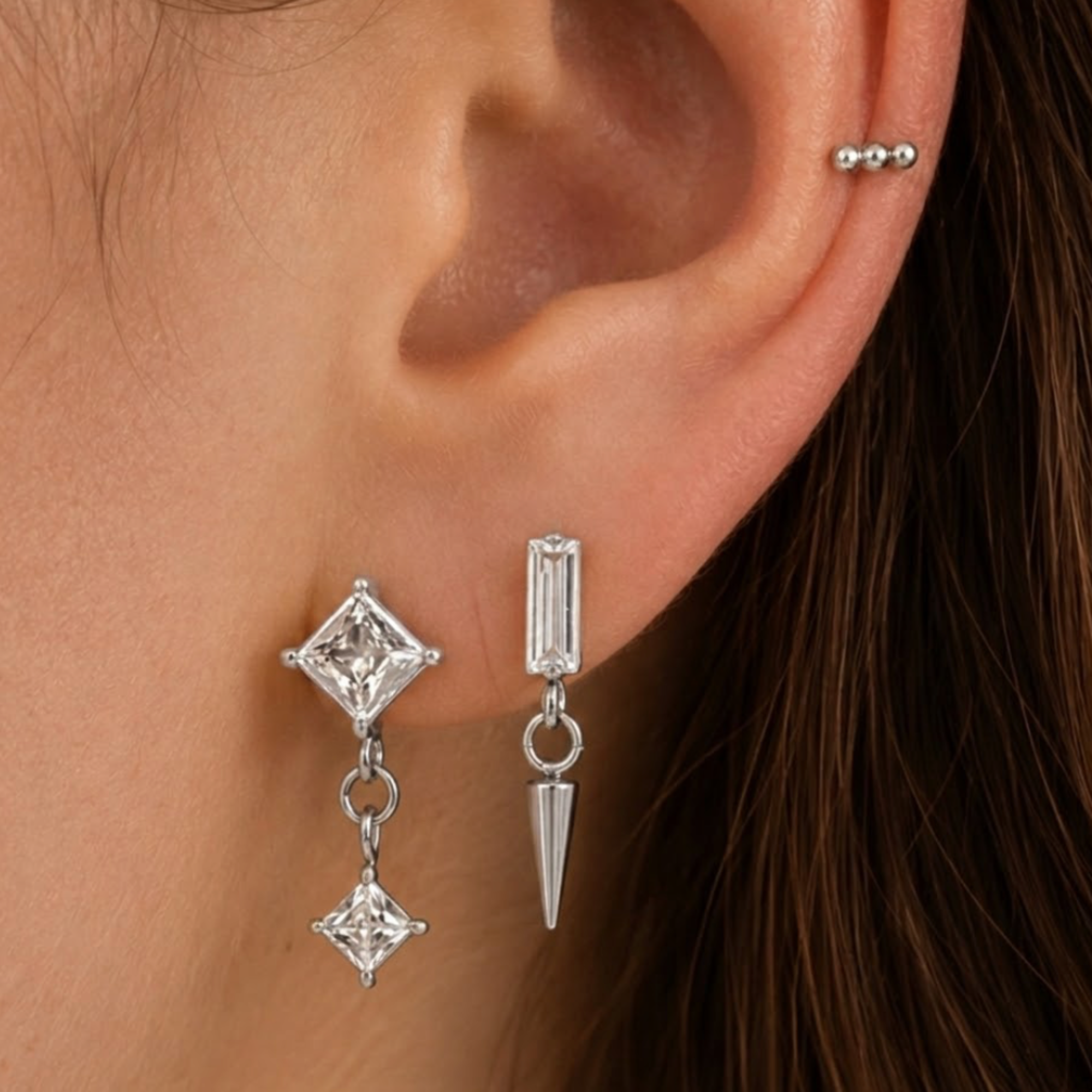 Evry Jewels Cool Girl Flat Back 3 Piece Earring Set