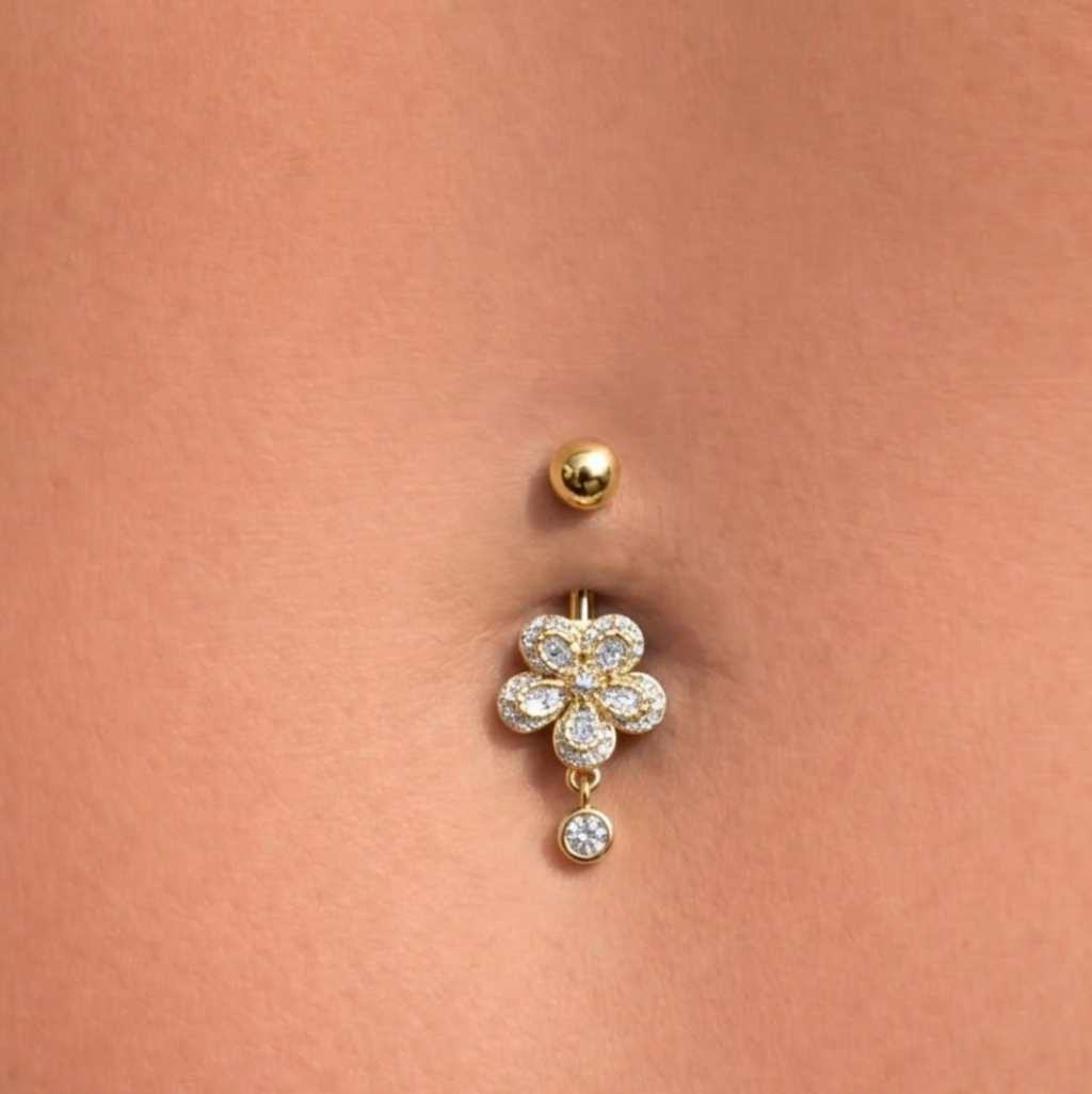 Evry Jewels Flower Kiss Belly Ring