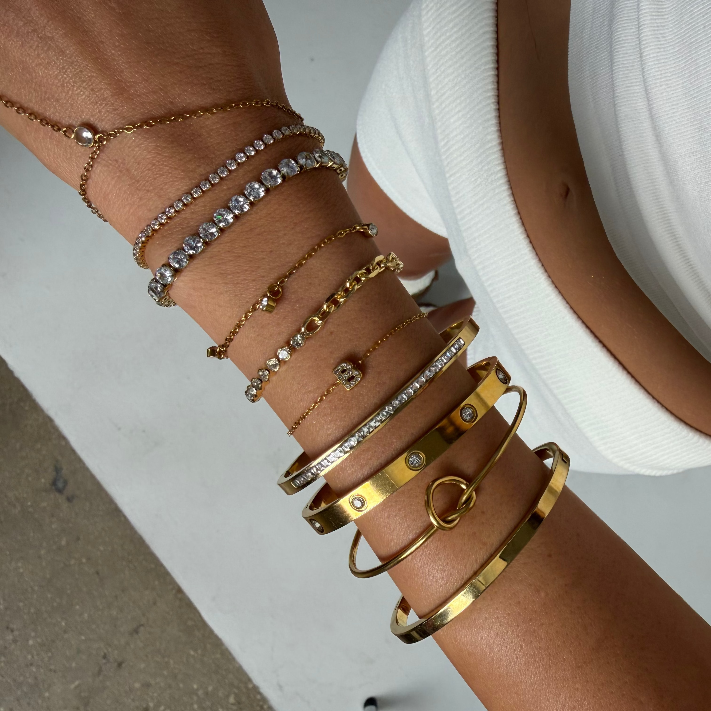 Evry Jewels Initial Crystal Bracelet