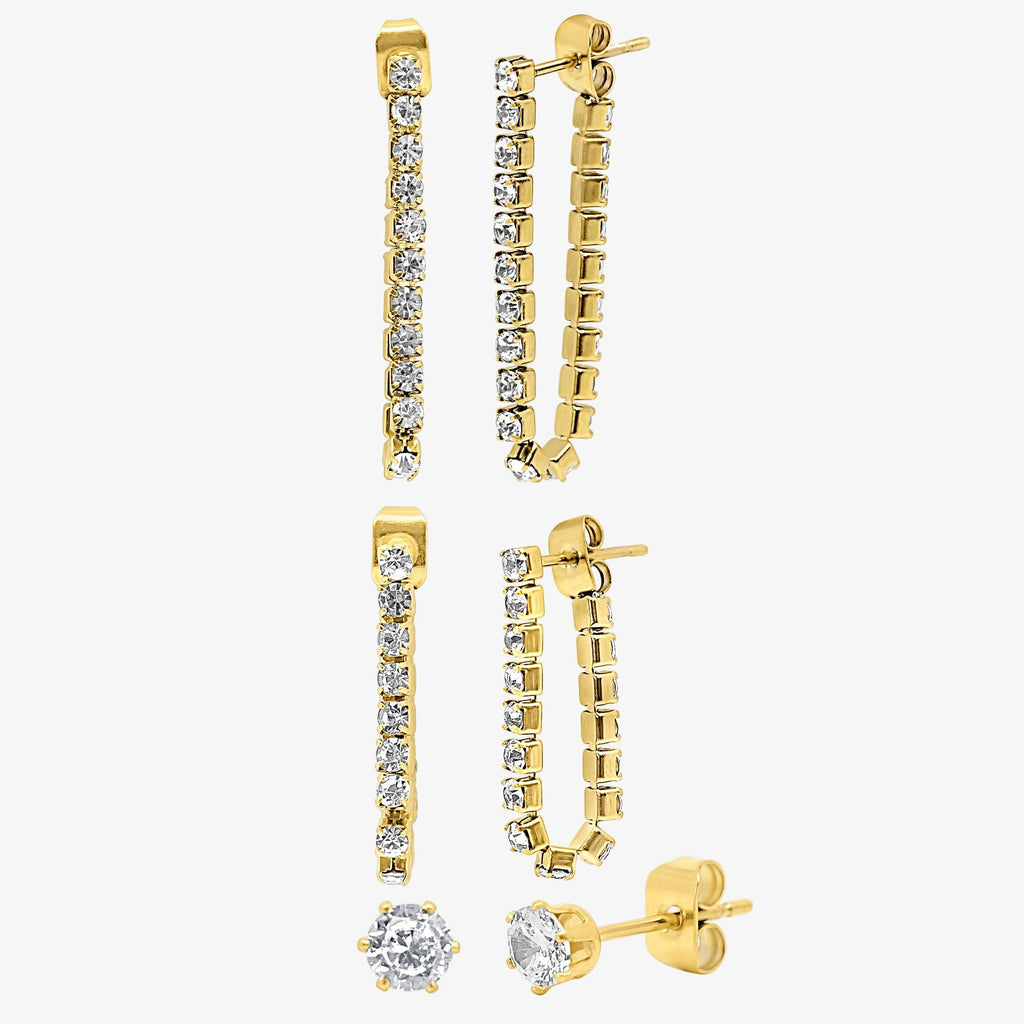 Evry Jewels Drop the Link 3 Piece Earring Set