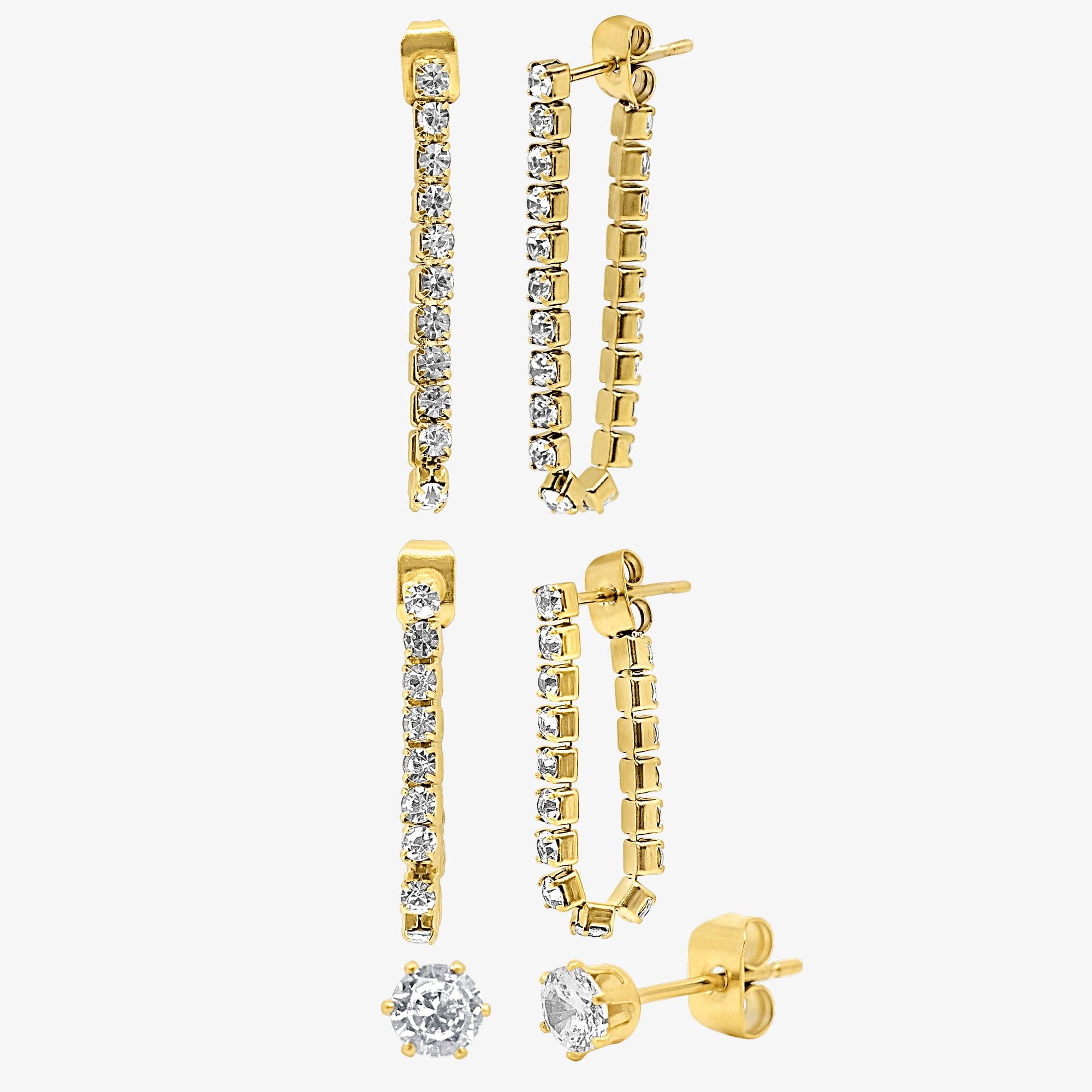 Evry Jewels Drop the Link 3 Piece Earring Set
