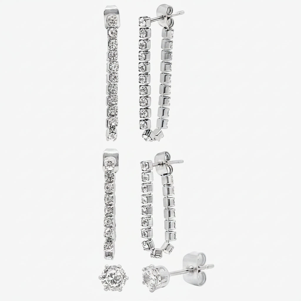 Evry Jewels Drop the Link 3 Piece Earring Set