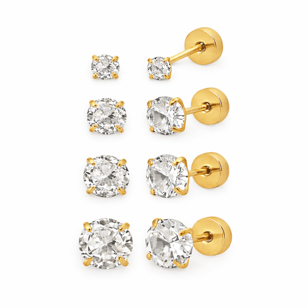 Evry Jewels Babydoll Flat Back Stud Earrings Gold