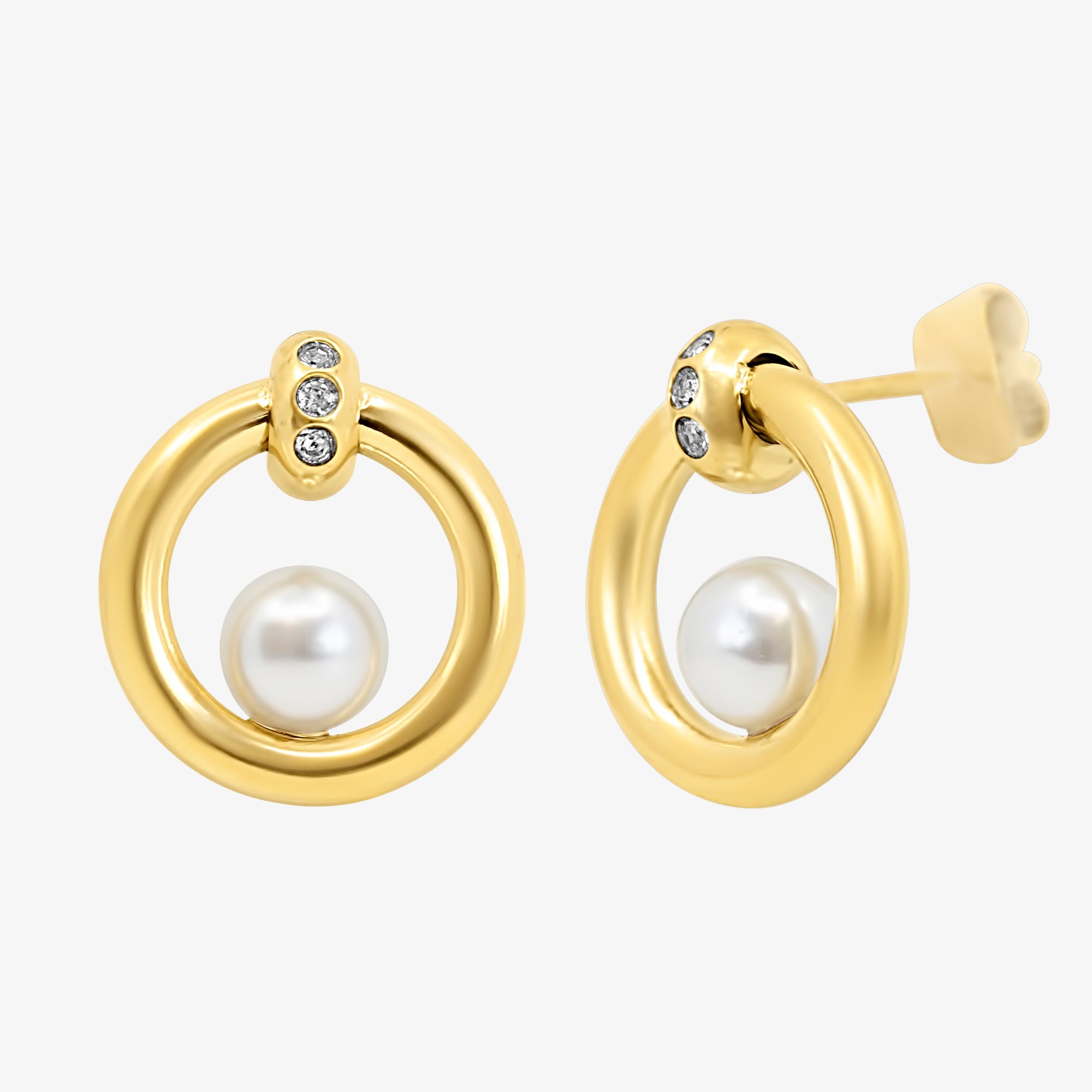 Evry Jewels Halo Pearl Earrings