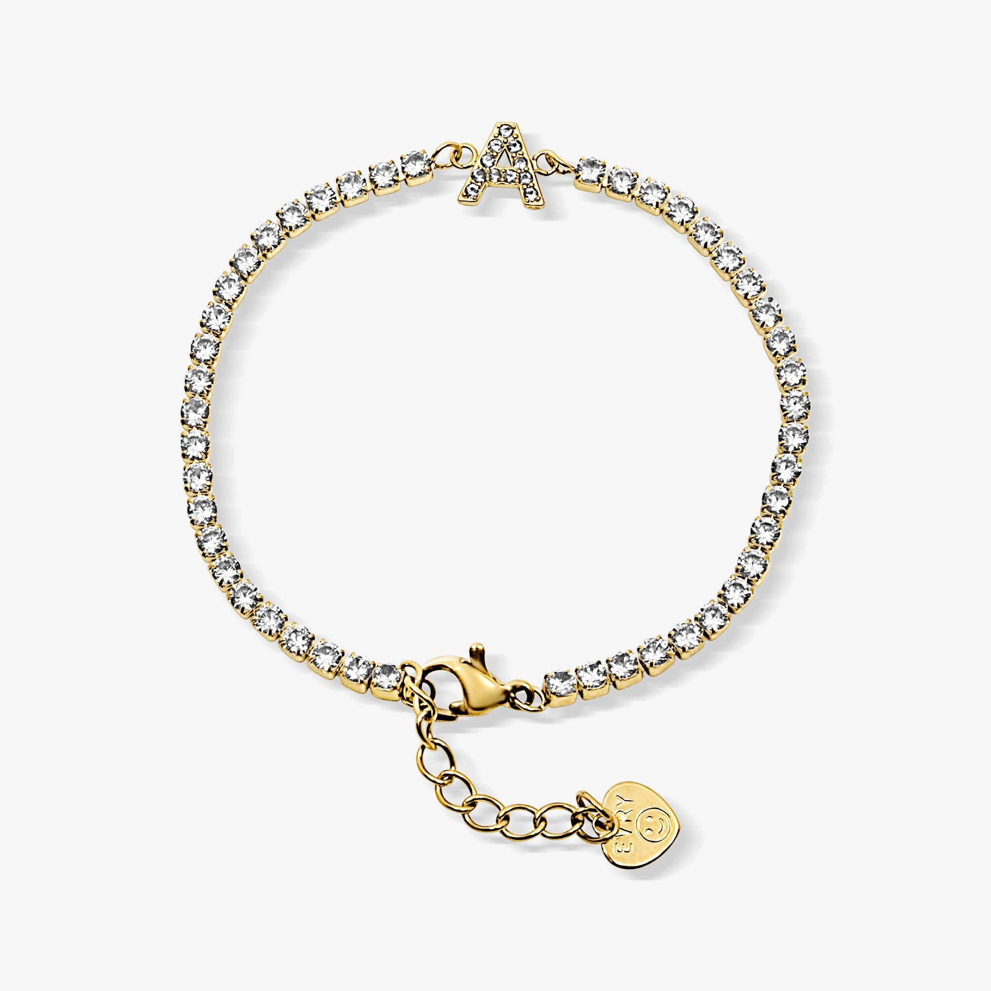 Evry Jewels Icy Initial Tennis Bracelet