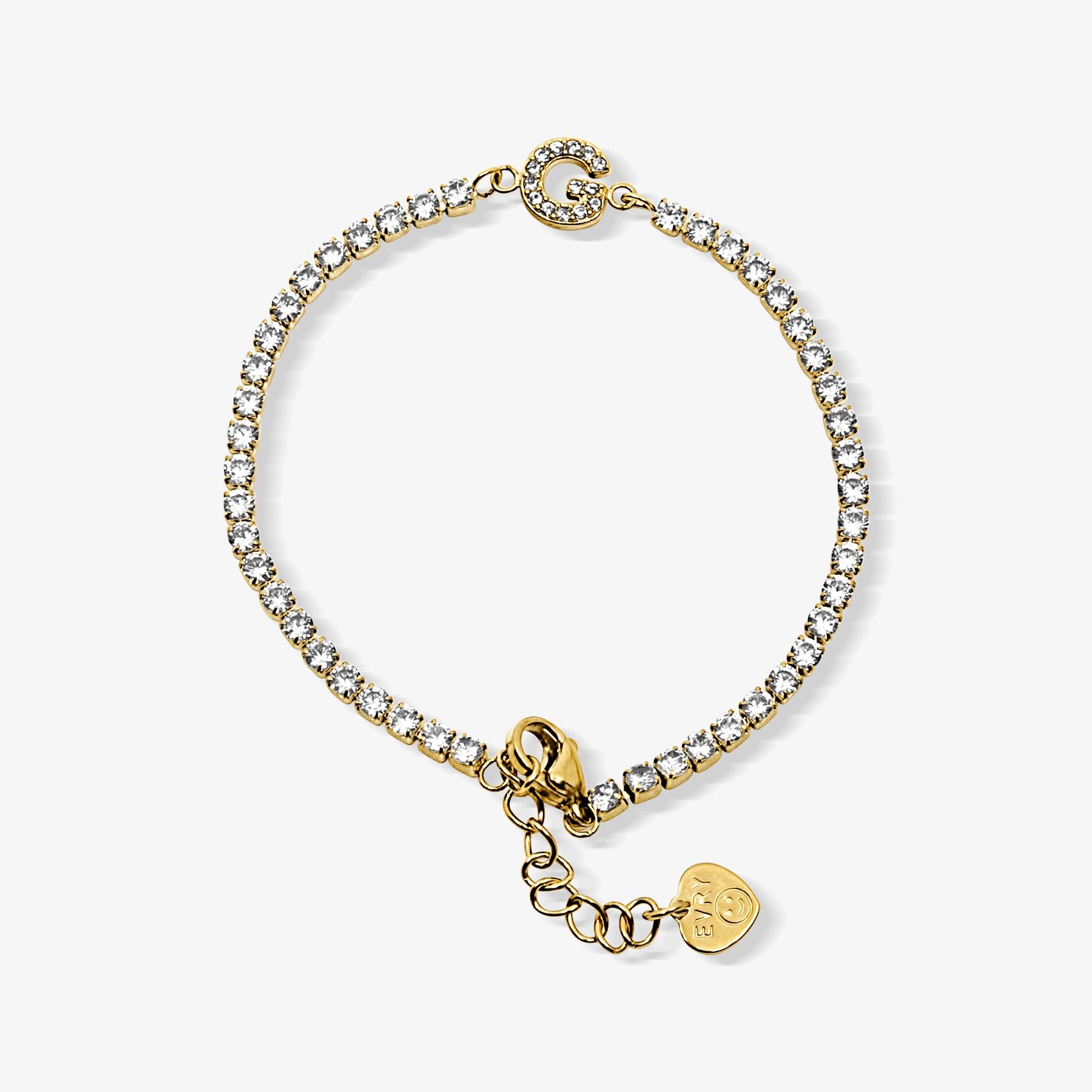 Evry Jewels Icy Initial Tennis Bracelet
