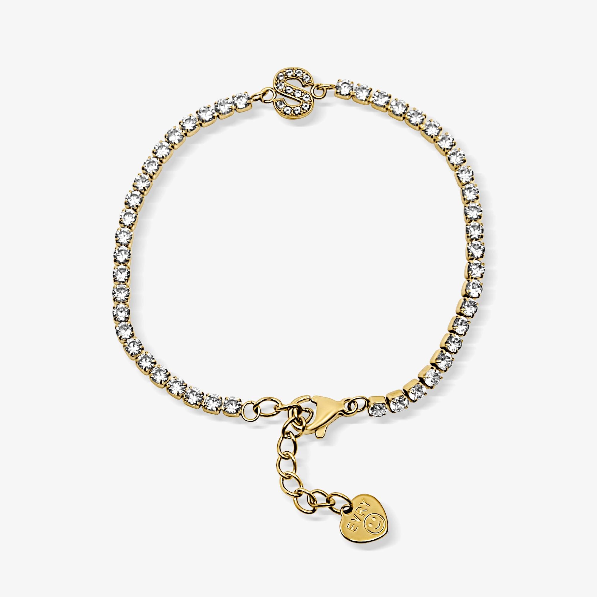 Evry Jewels Icy Initial Tennis Bracelet