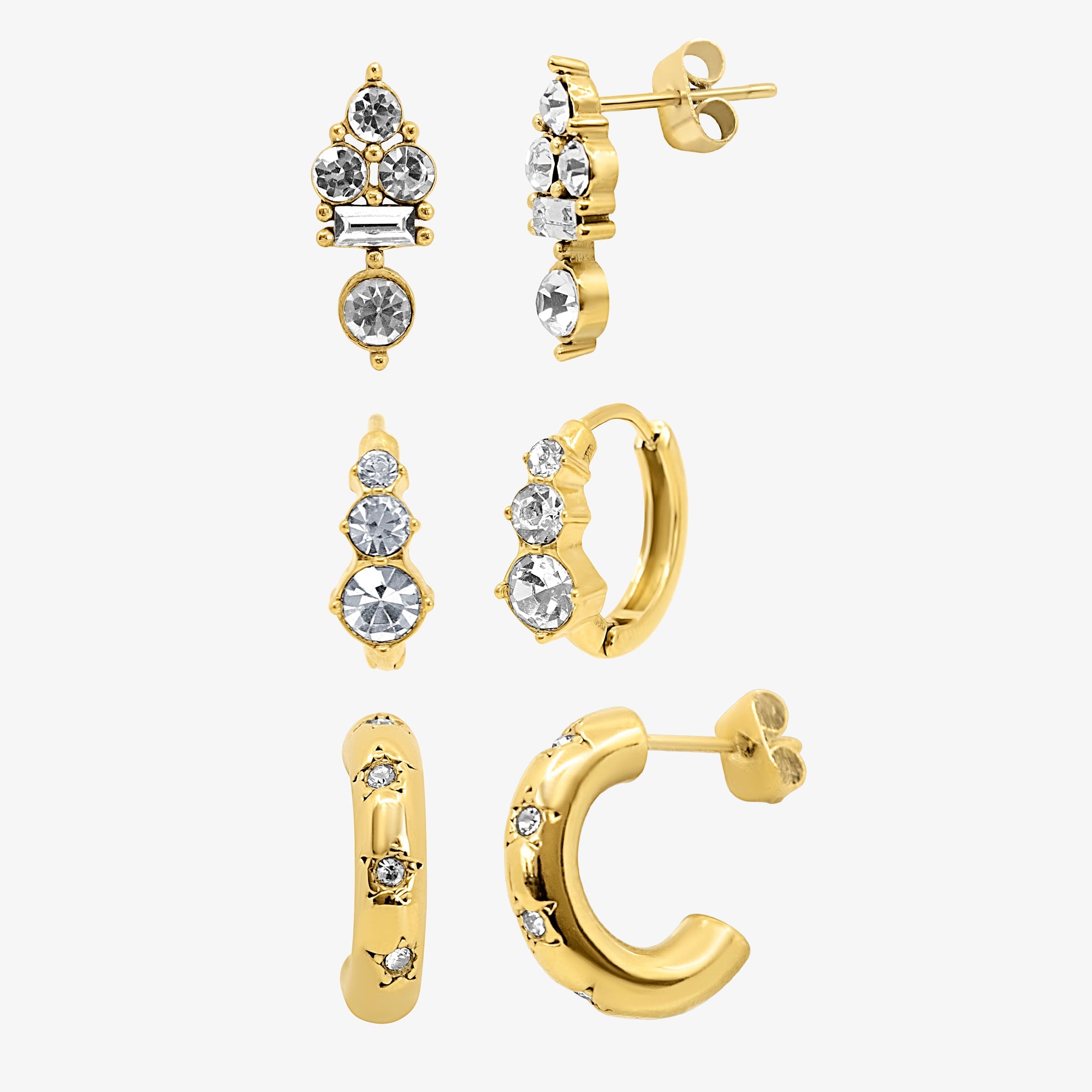 Evry Jewels Kiss of Sparkle 3 Piece Earring Set