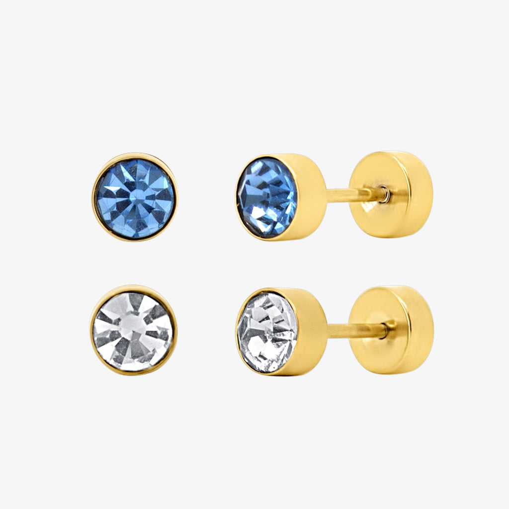 Evry Jewels Siren Babe Flat Back 2 Piece Earring Set Gold