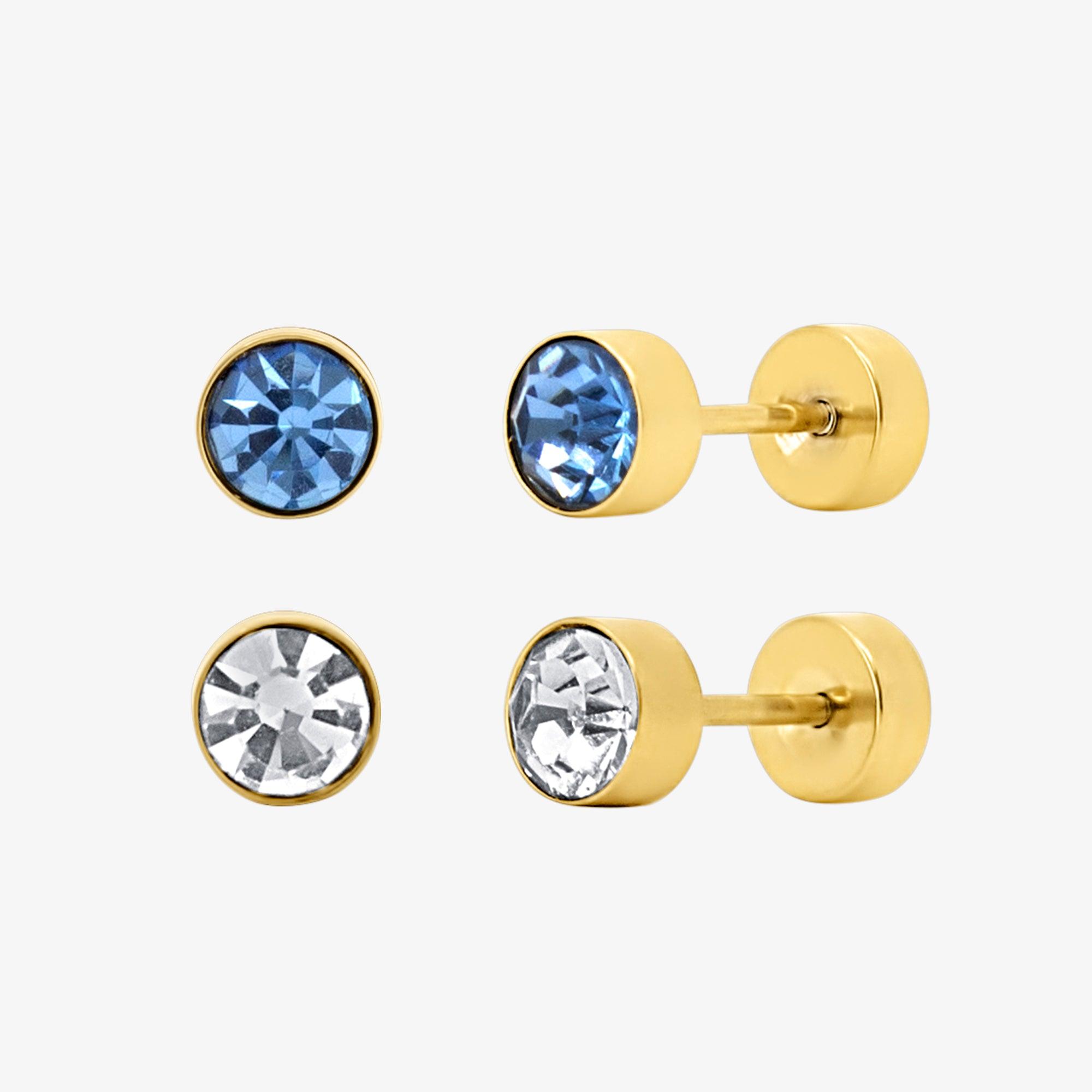Evry Jewels Siren Babe Flat Back 2 Piece Earring Set Gold