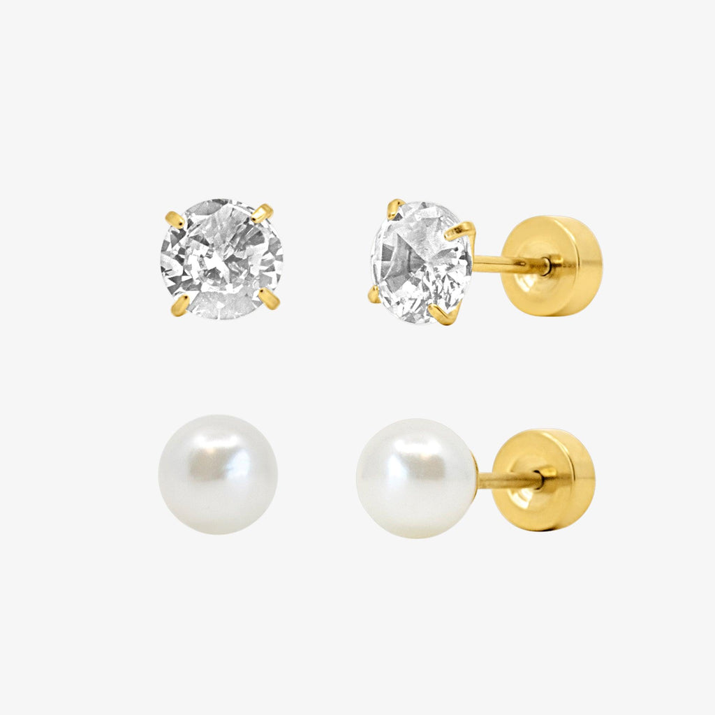 Evry Jewels Timeless Babe Flat Back 2 Piece Earring Set Gold