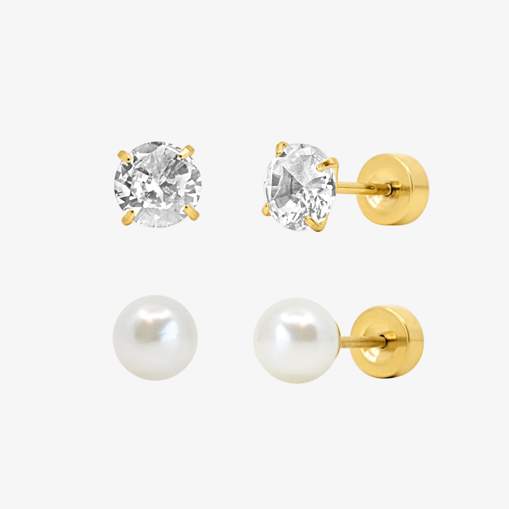 Evry Jewels Timeless Babe Flat Back 2 Piece Earring Set Gold