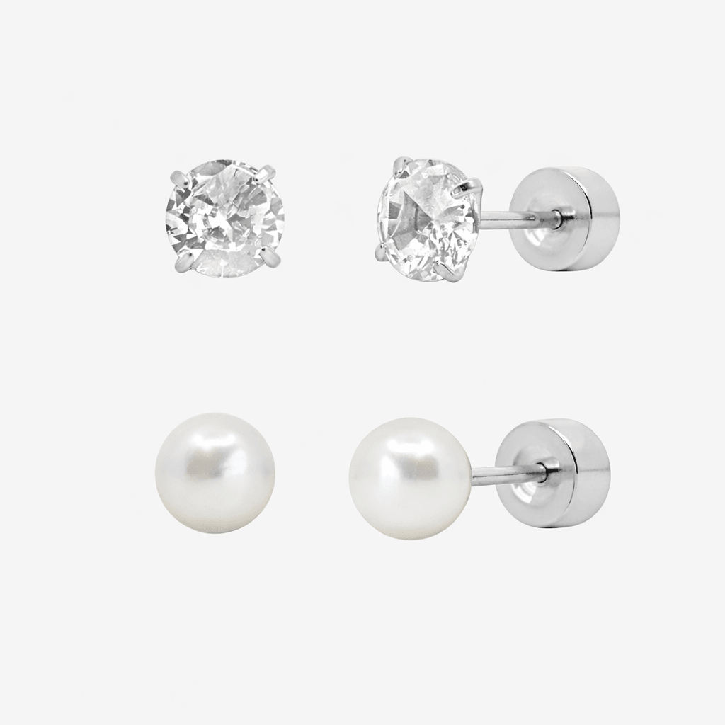 Evry Jewels Timeless Babe Flat Back 2 Piece Earring Set Gold