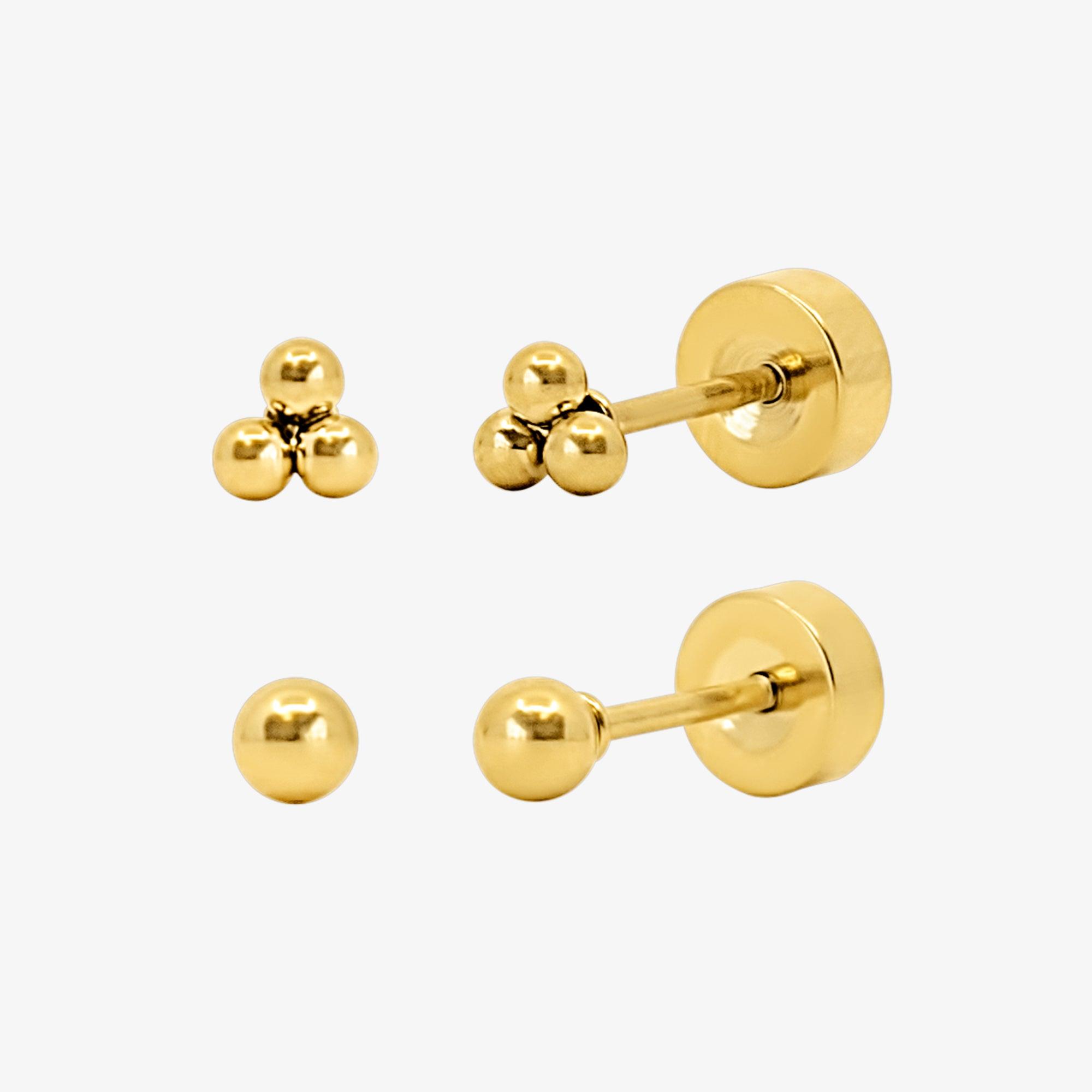 Evry Jewels Tiny Crush Flat Back 2 Piece Earring Set