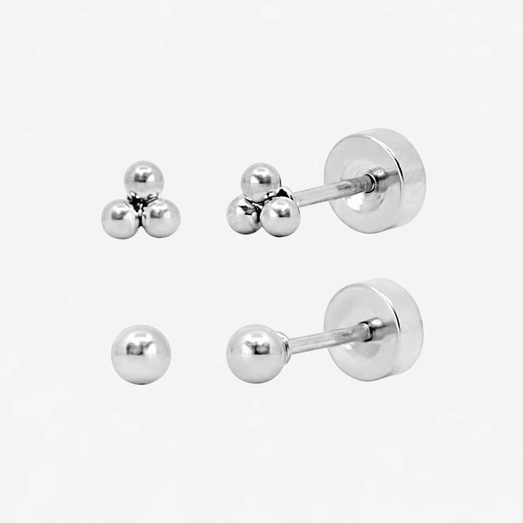 Evry Jewels Tiny Crush Flat Back 2 Piece Earring Set