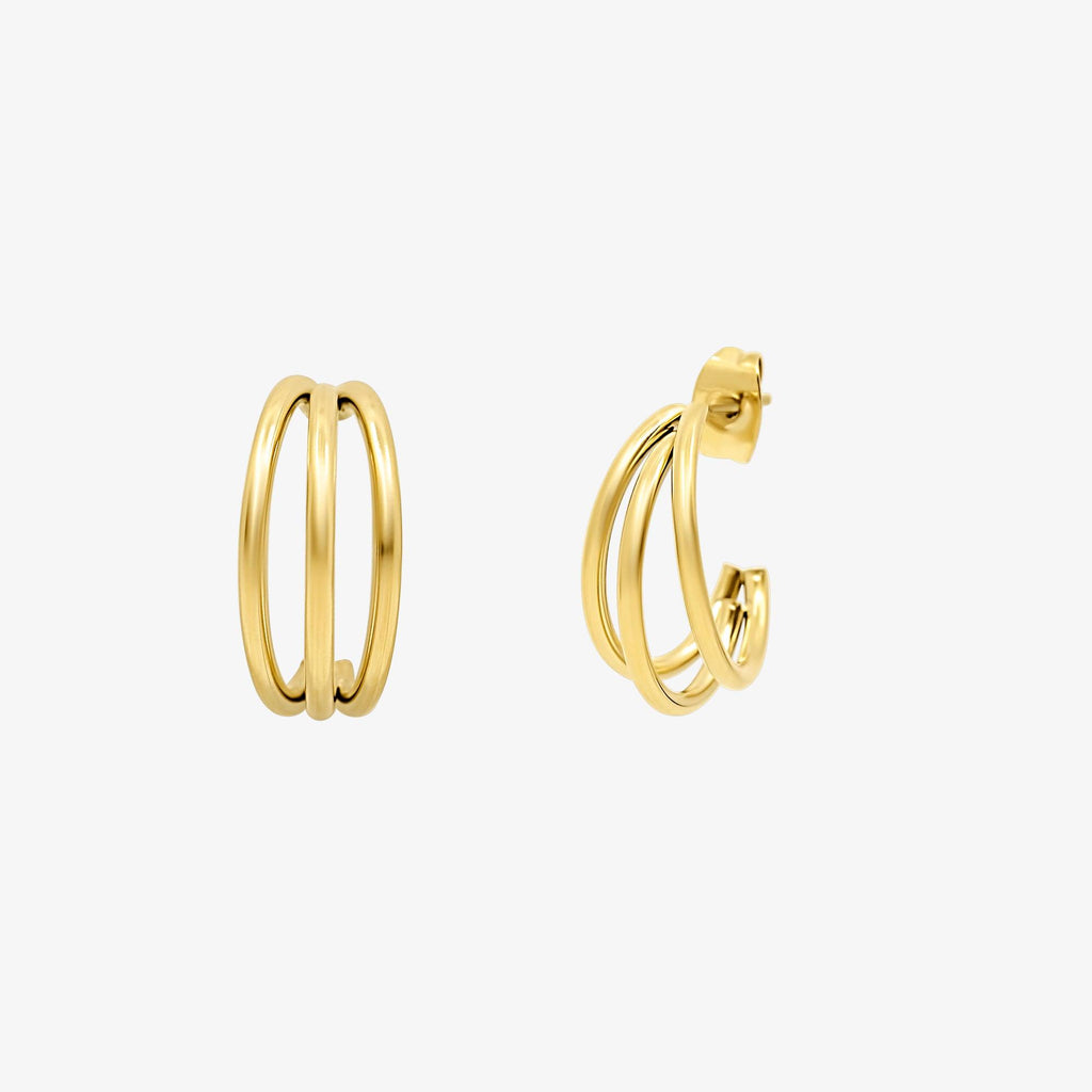 Evry Jewels Triple Charm Hoop Earrings