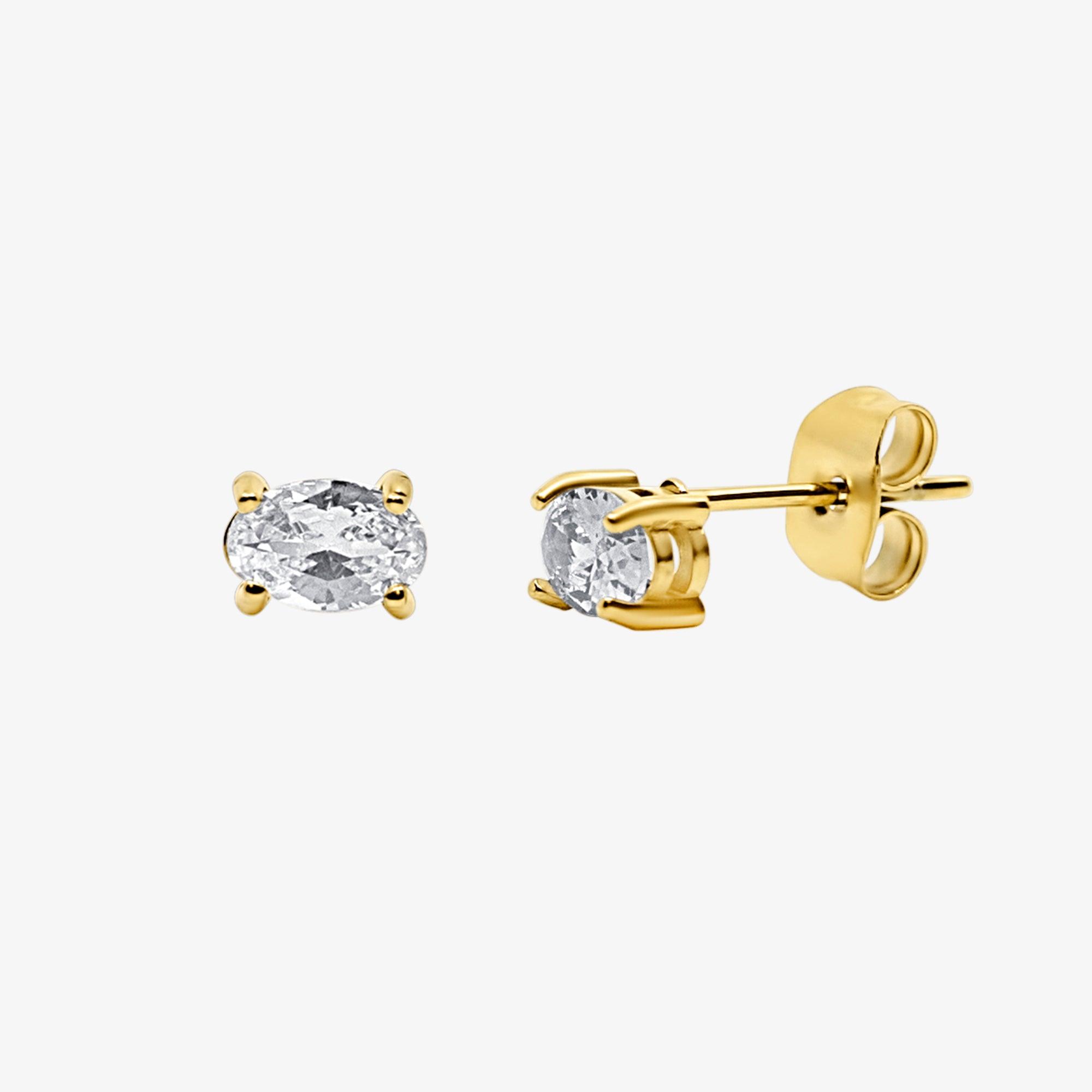 Evry Jewels Twinkling Star Oval Stud Earrings